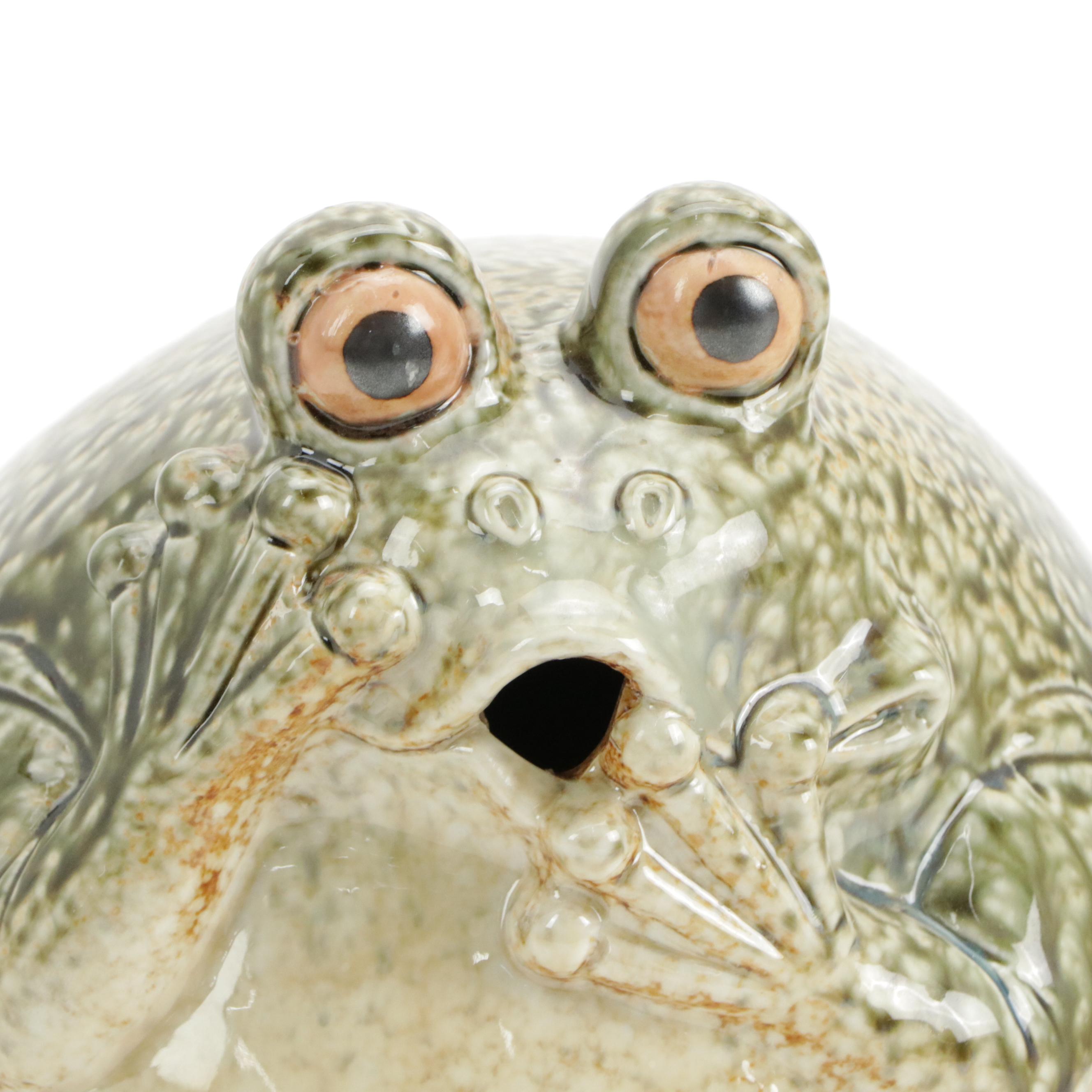 Glazed Ceramic Frog Figurine