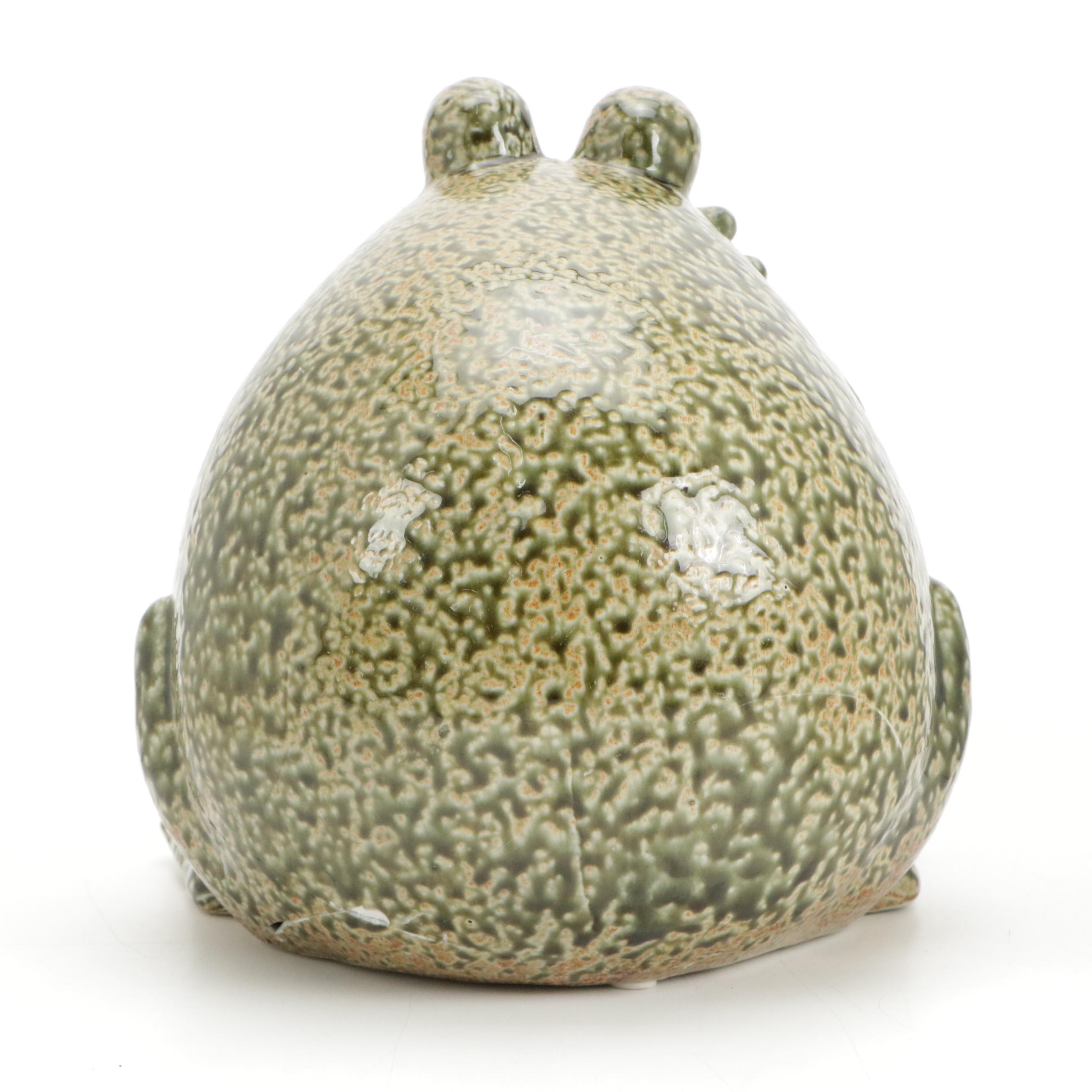 Glazed Ceramic Frog Figurine