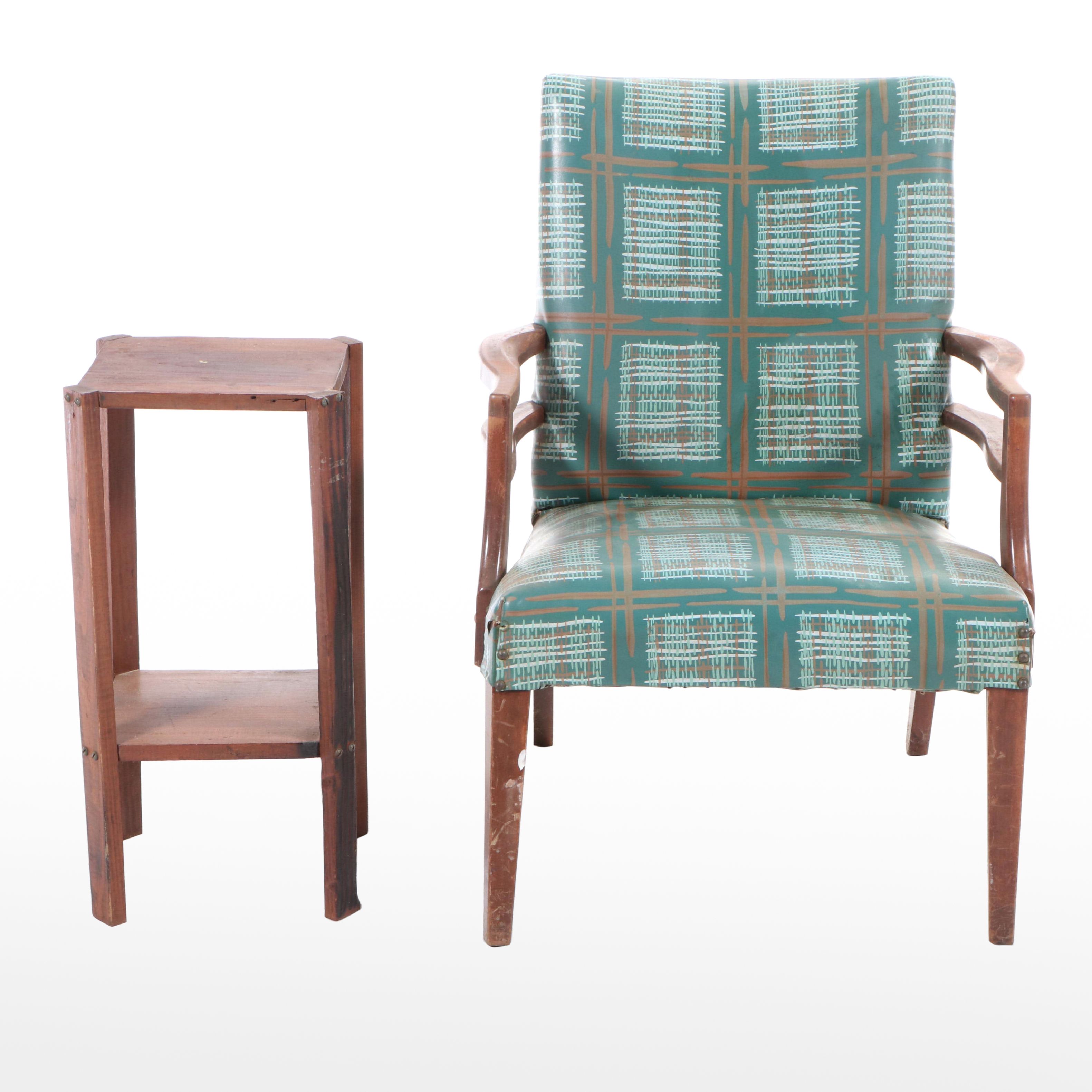 Paoli Chair Co. Mid Century Modern Maple Lounge Chair Plus Arts and Crafts Stand