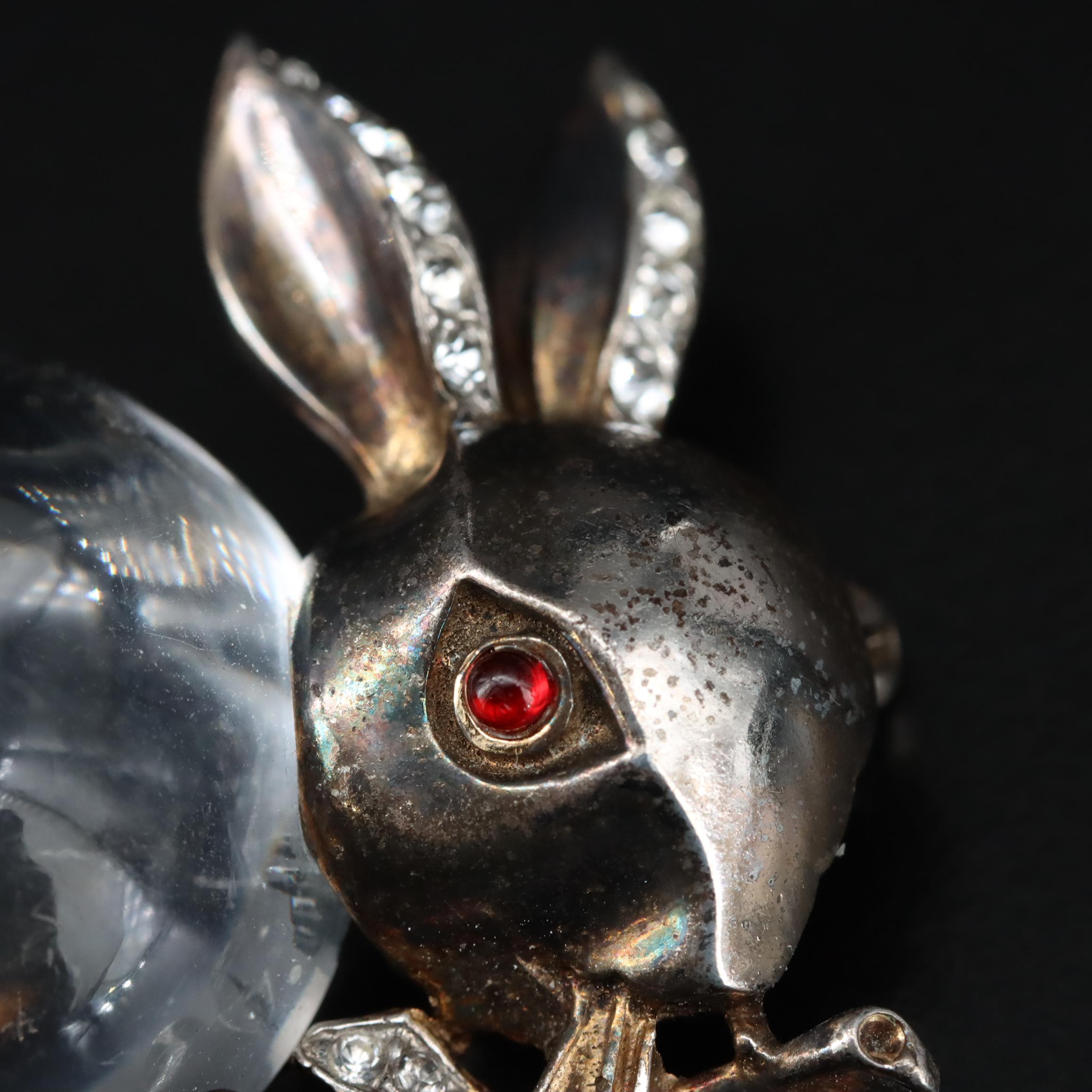 1943 Alfred Philippe for Crown Trifari Lucite Jelly Belly Rabbit Brooch