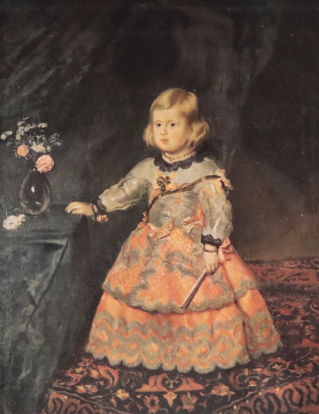 Print after Velasquez "Margaret Theresa of Spain" in Victorian Walnut Frame