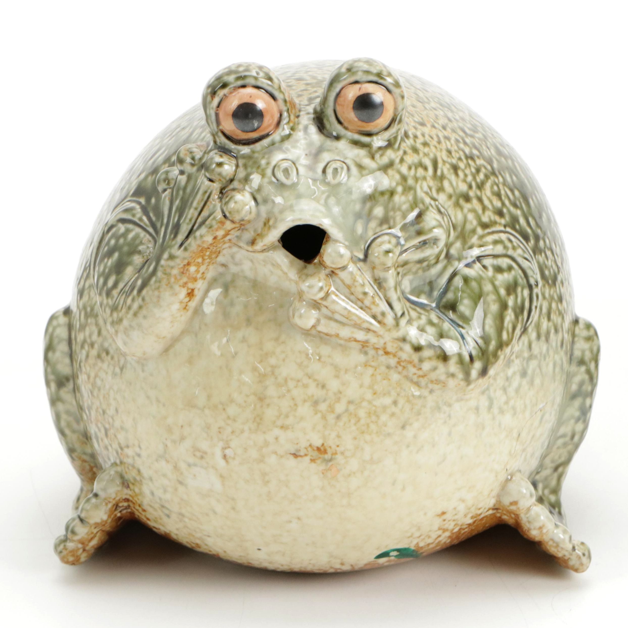 Glazed Ceramic Frog Figurine