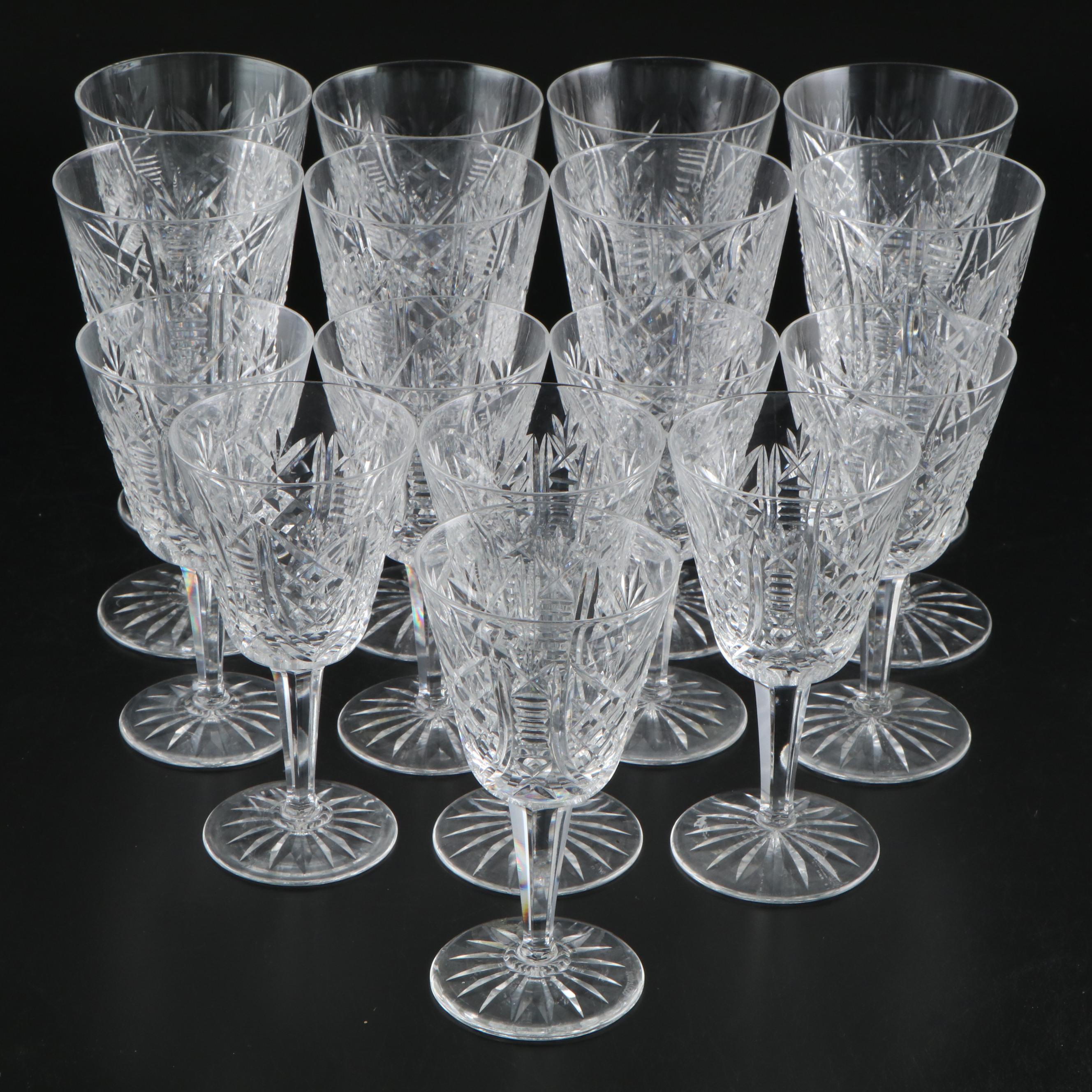 Waterford "Clare" Crystal Claret Wine Glasses and Water Goblets