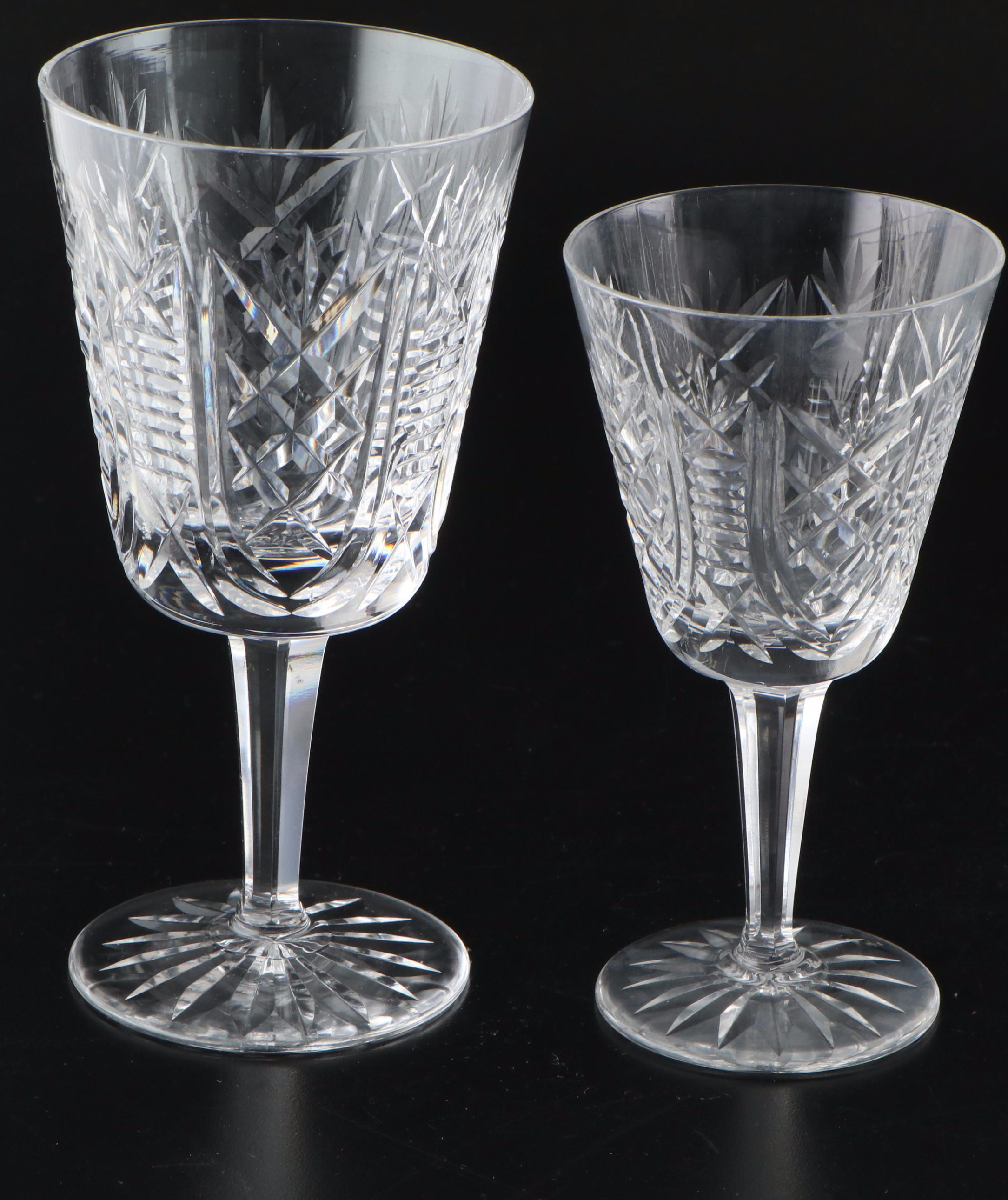 Waterford "Clare" Crystal Claret Wine Glasses and Water Goblets