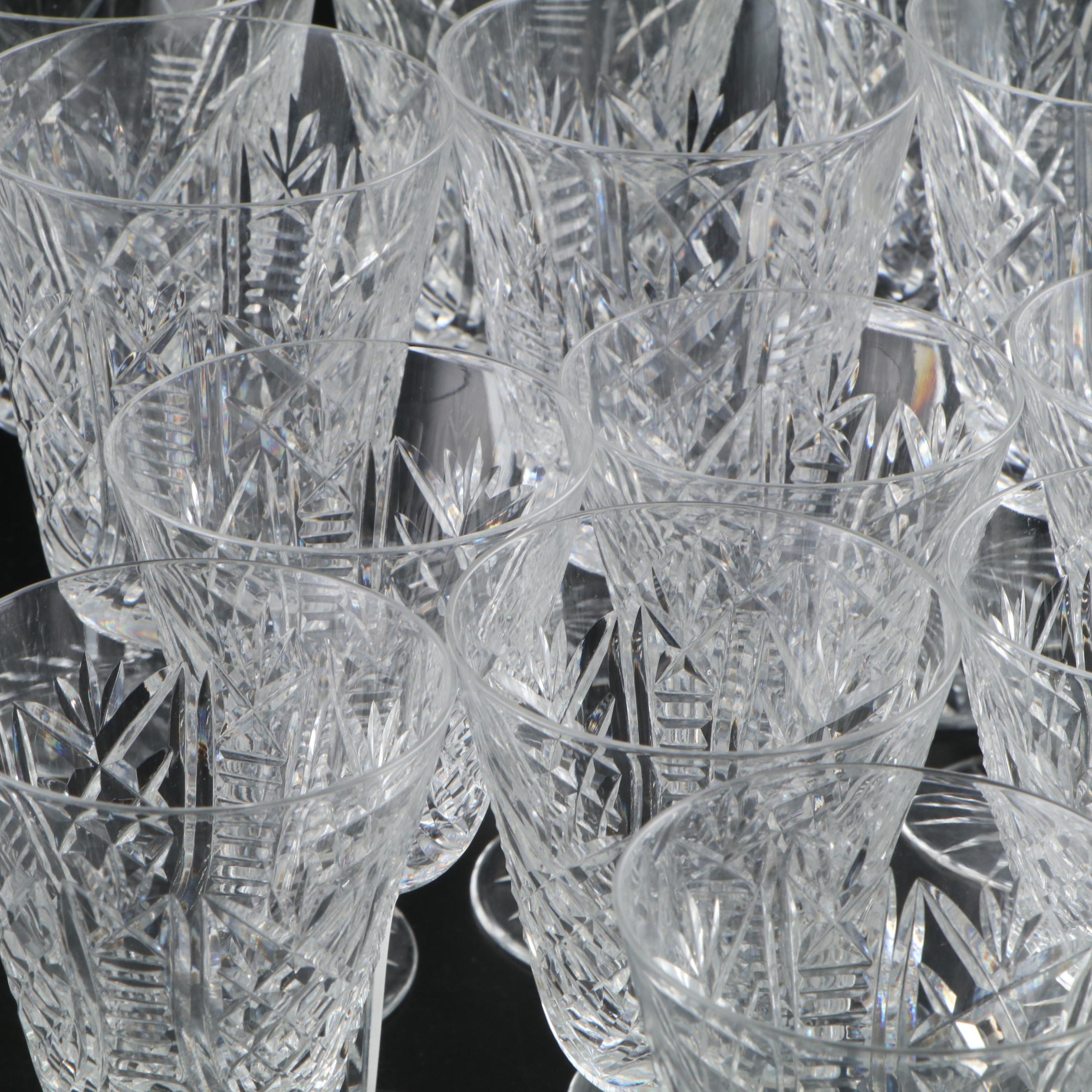 Waterford "Clare" Crystal Claret Wine Glasses and Water Goblets