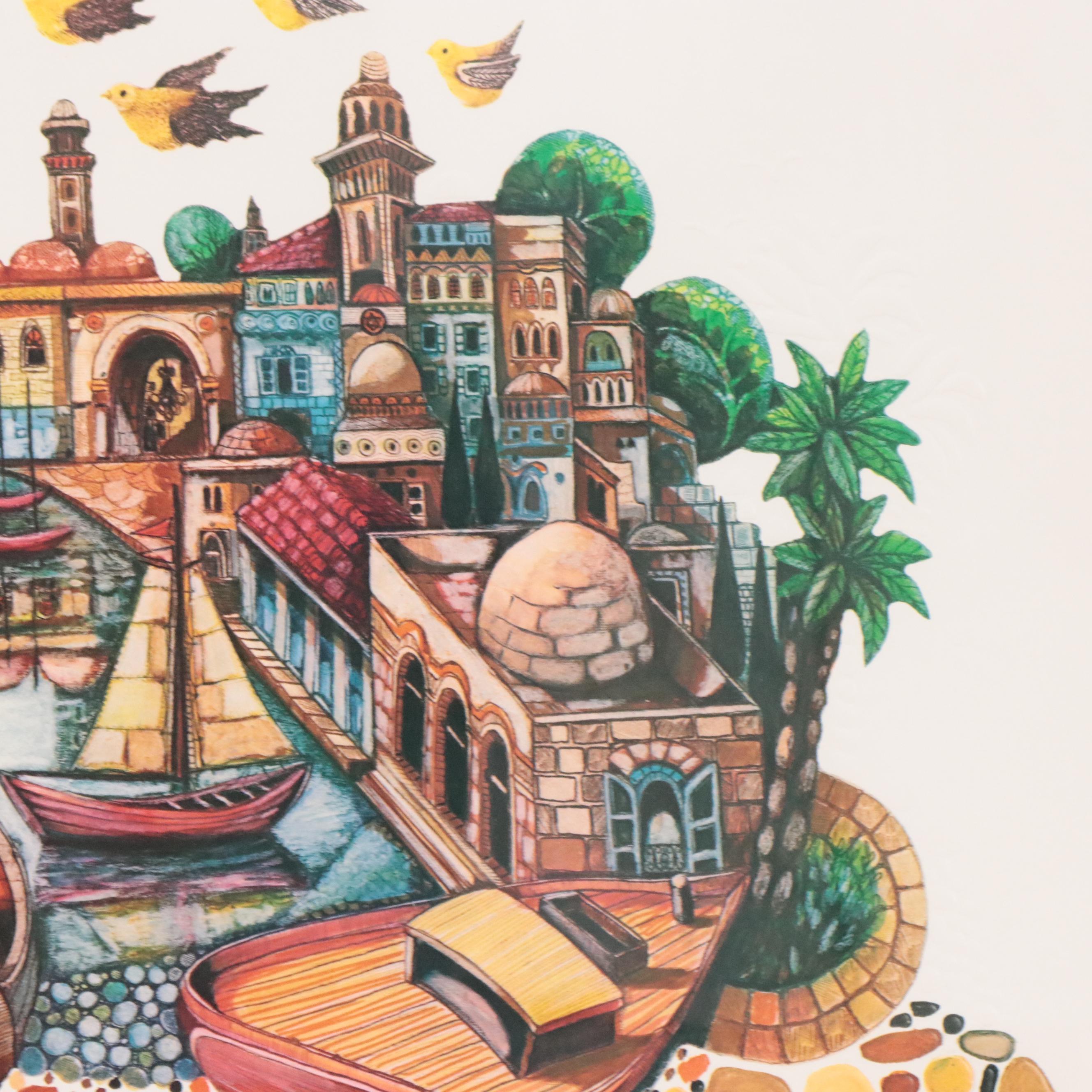 Amram Ebgi Lithograph "City of Jaffa"