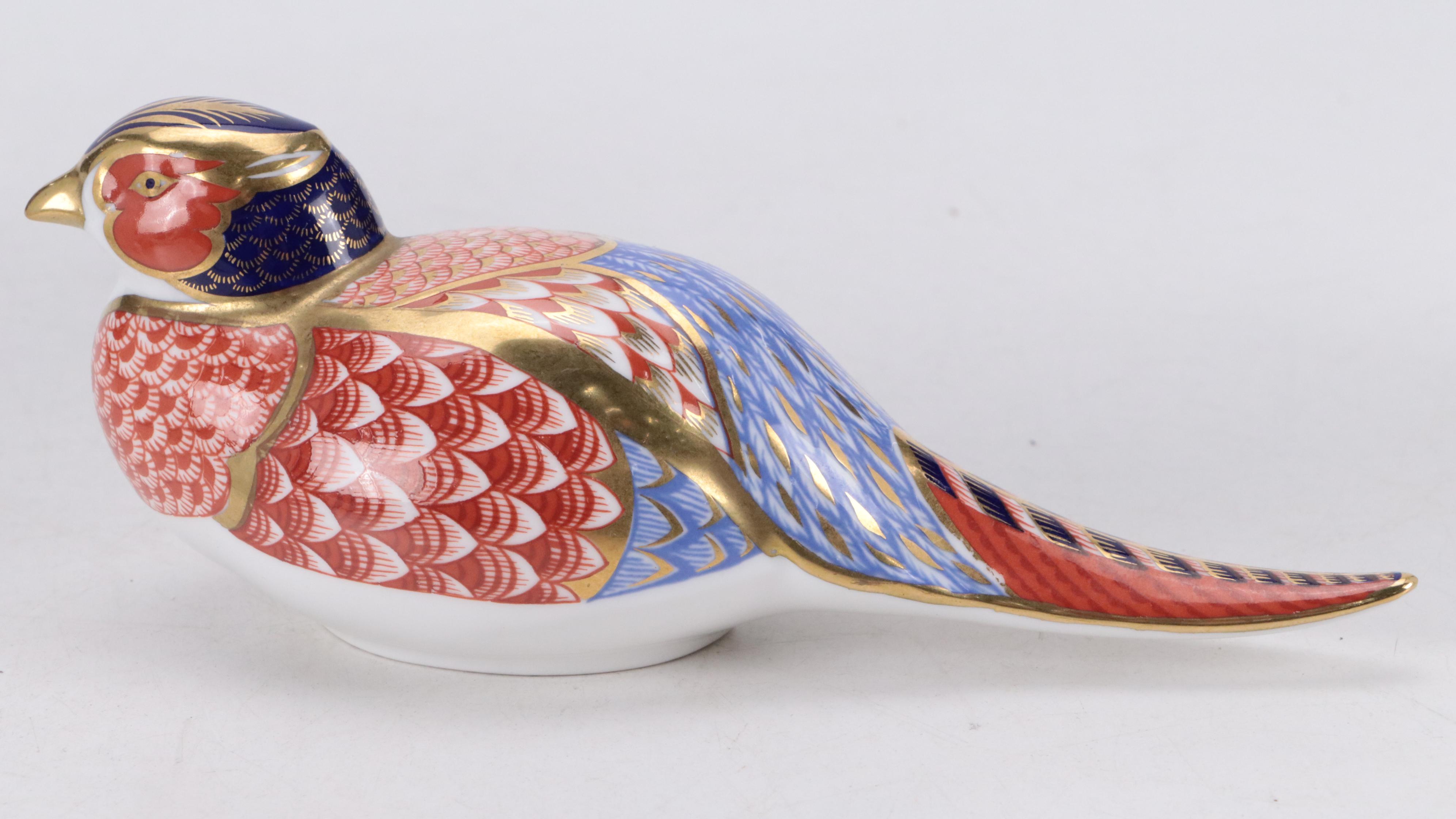 Royal Crown Derby "Imari Pheasant" & "Chaffinch" Bone China Bird Paperweights