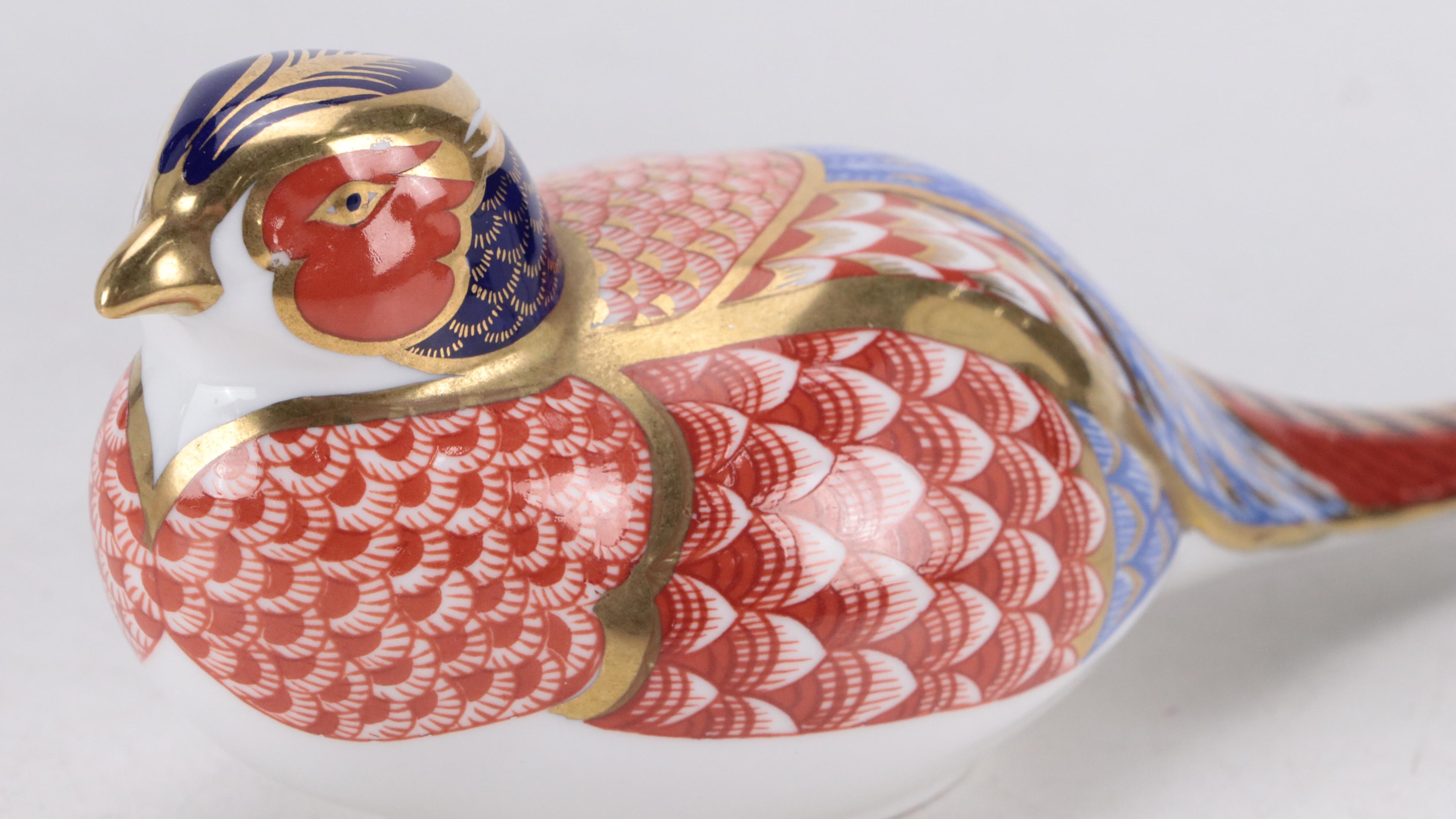 Royal Crown Derby "Imari Pheasant" & "Chaffinch" Bone China Bird Paperweights