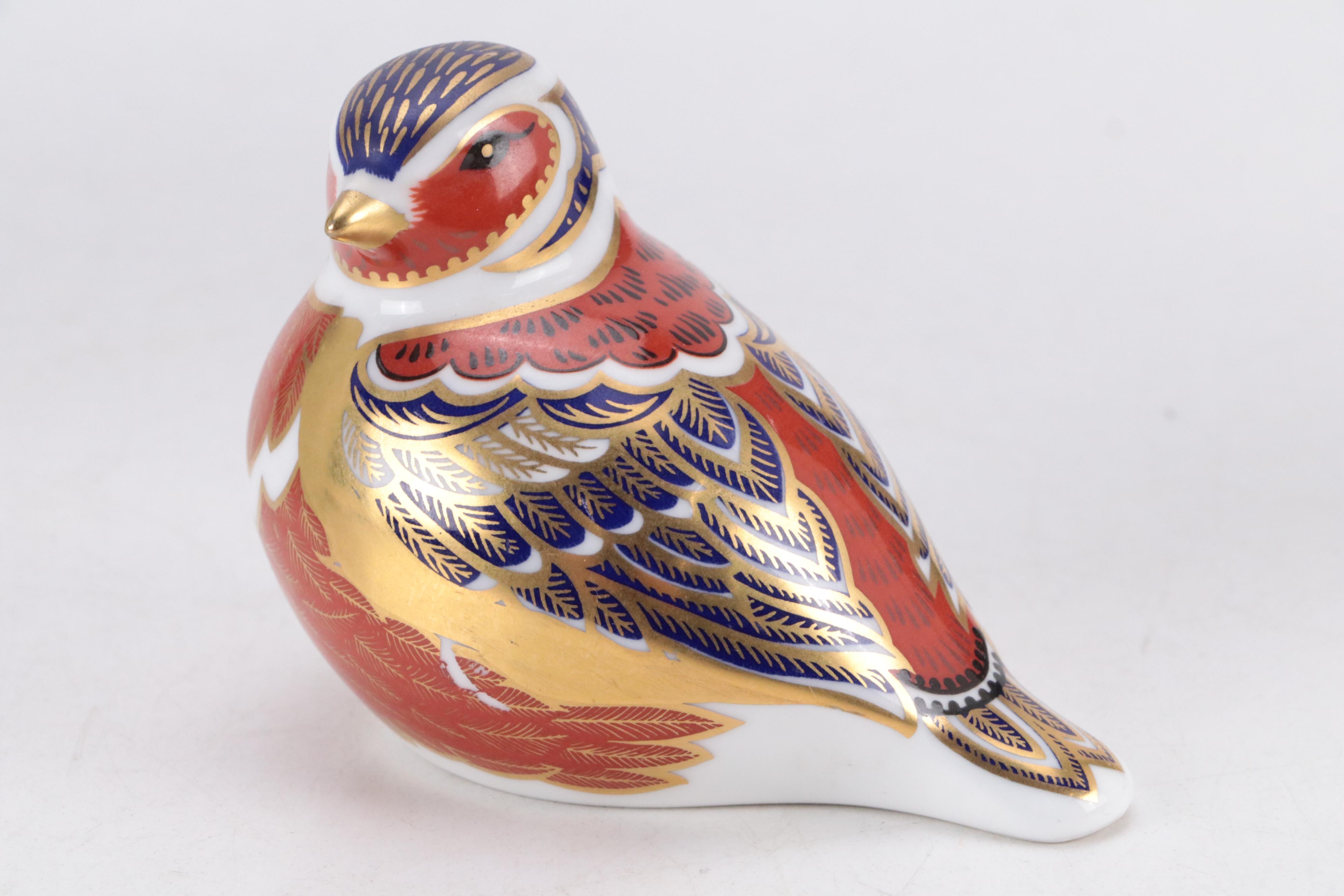 Royal Crown Derby "Imari Pheasant" & "Chaffinch" Bone China Bird Paperweights