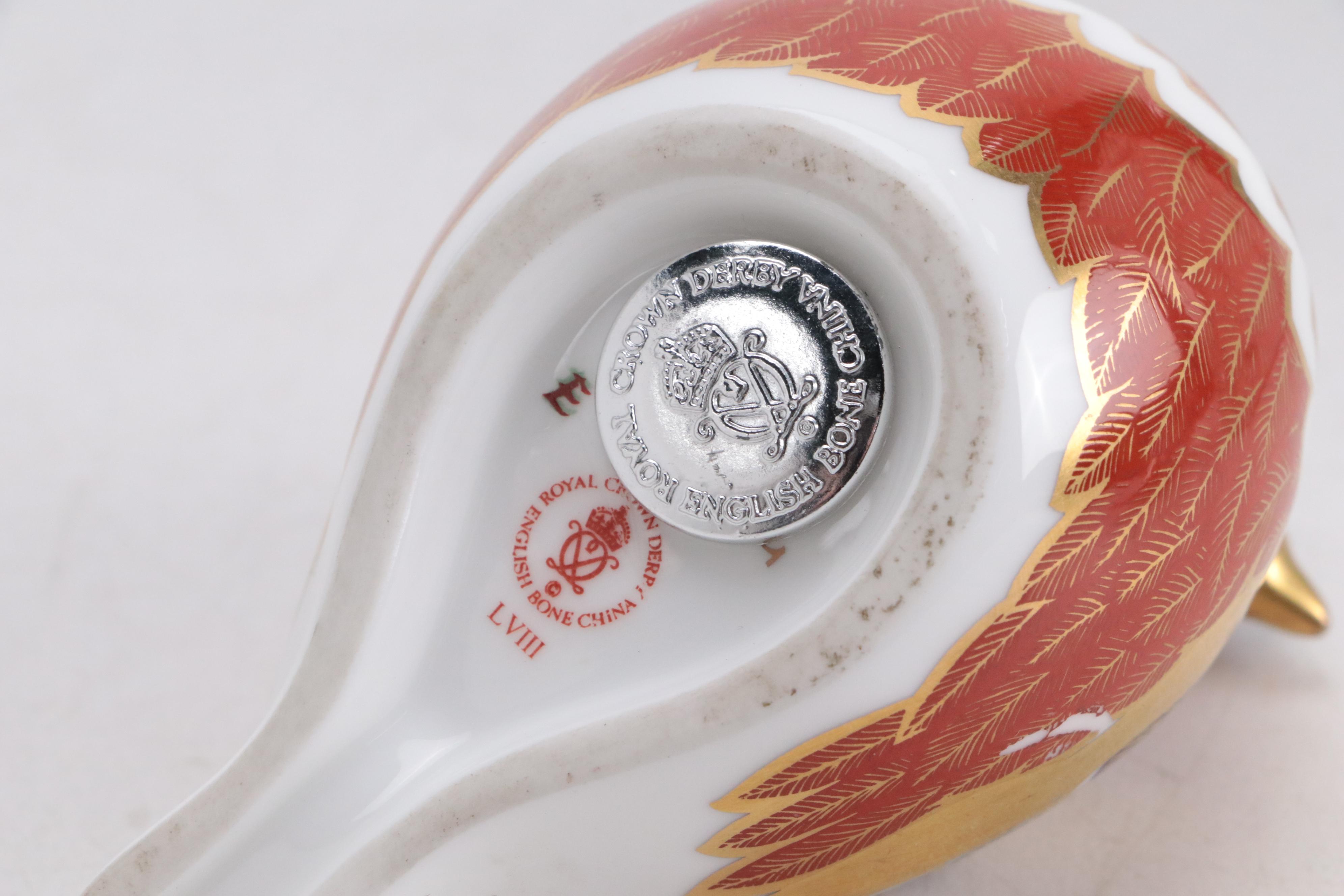 Royal Crown Derby "Imari Pheasant" & "Chaffinch" Bone China Bird Paperweights