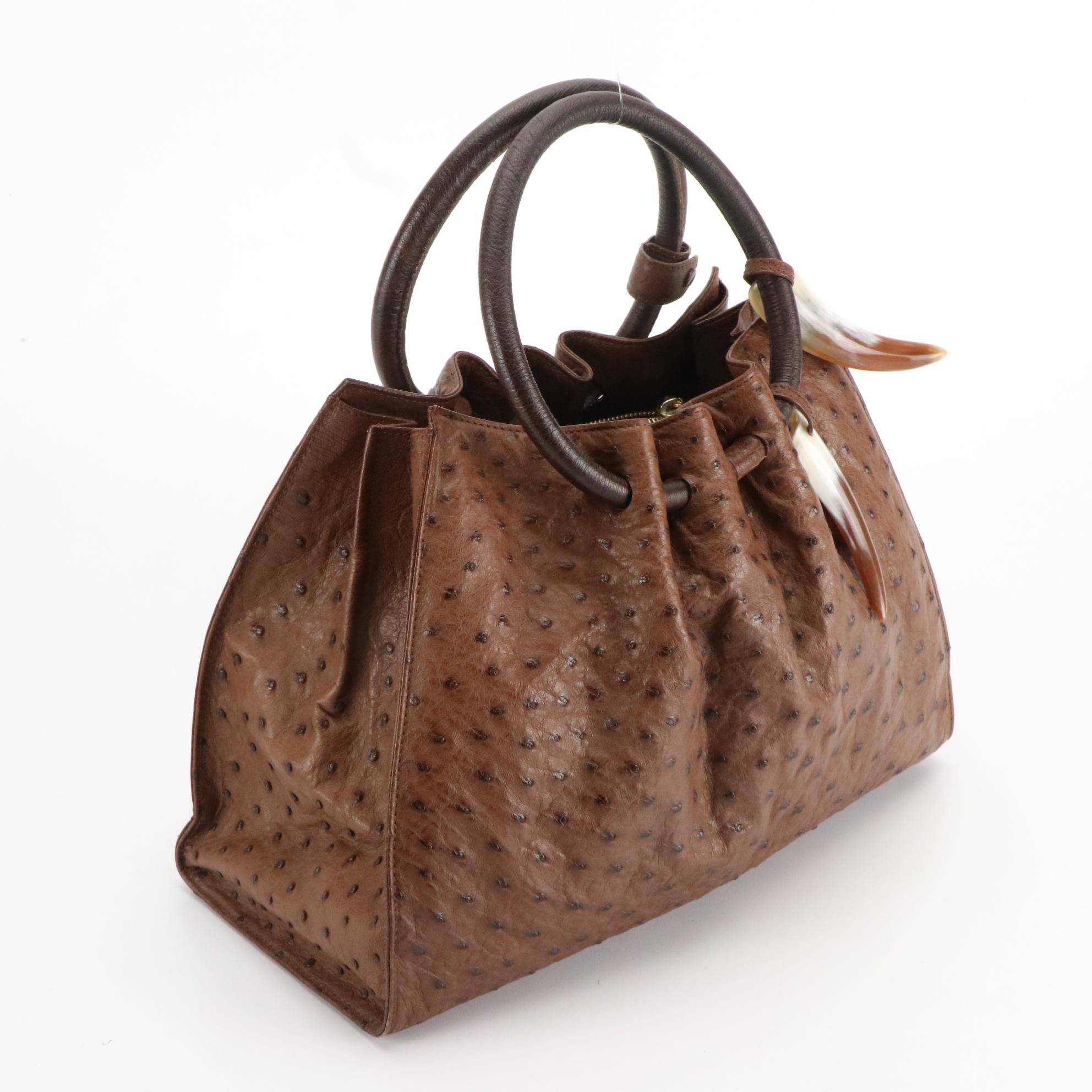 Hornback Croc, Ostrich Embossed, and Leather Front-Flap Bag & Other Handbag
