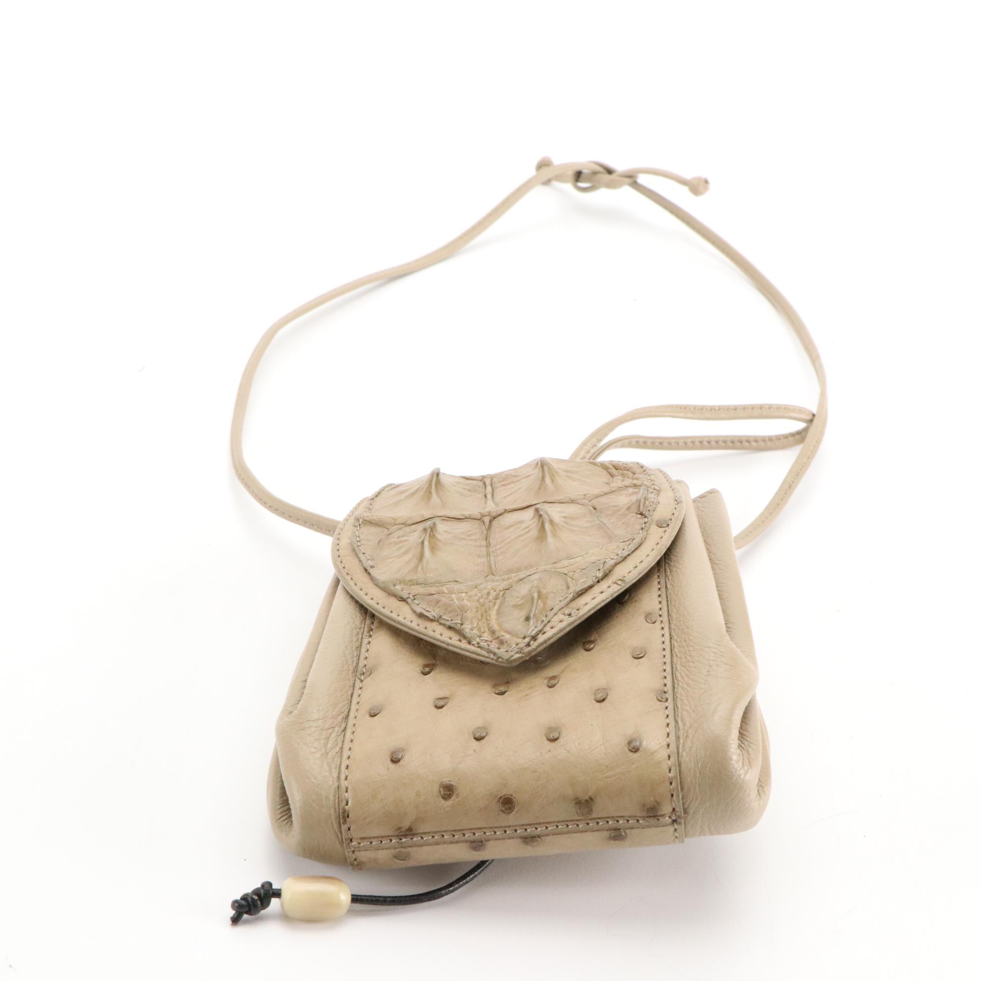 Hornback Croc, Ostrich Embossed, and Leather Front-Flap Bag & Other Handbag