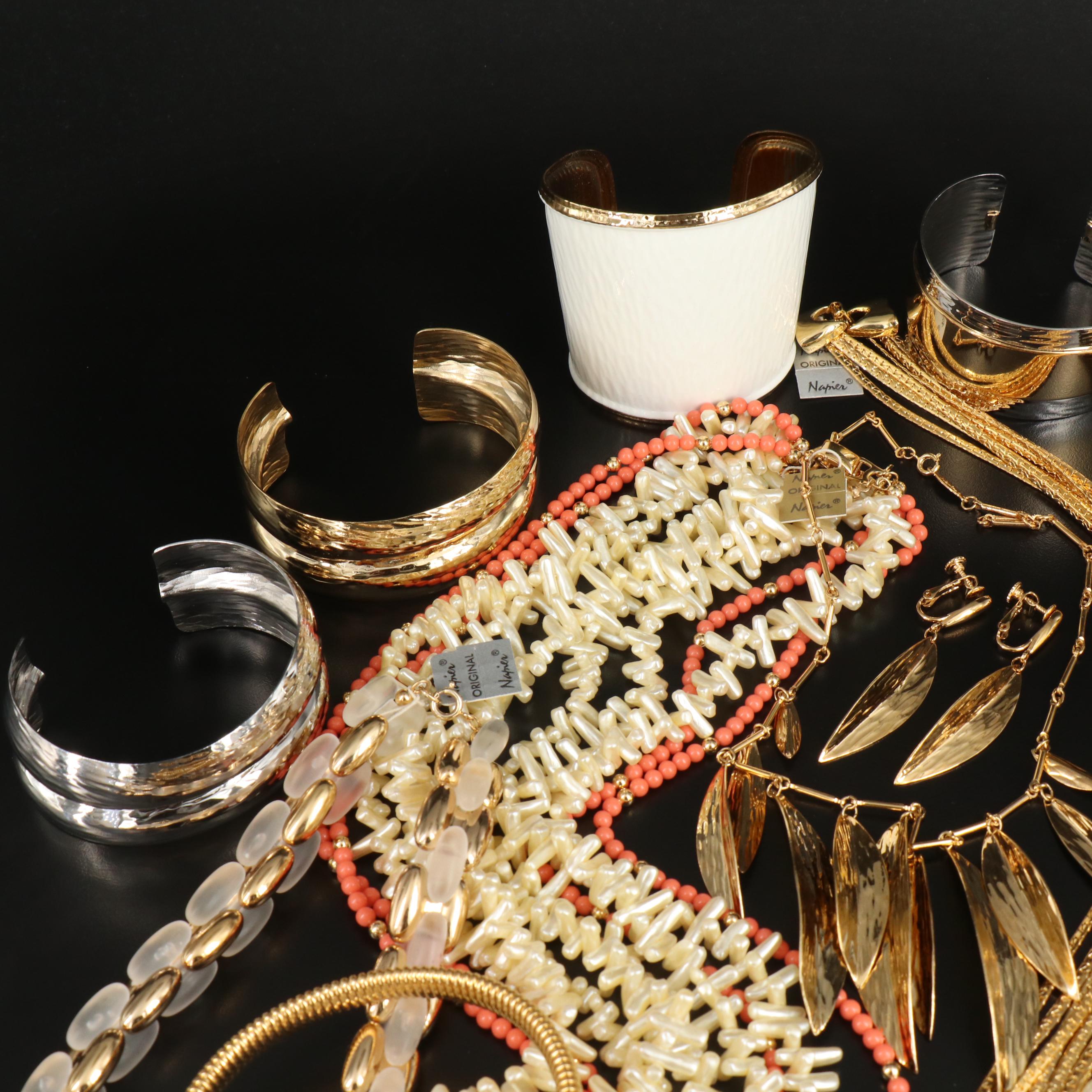 Napier Jewelry Grouping Including Enamel, Faux Coral, Faux Pearl and Gemstone