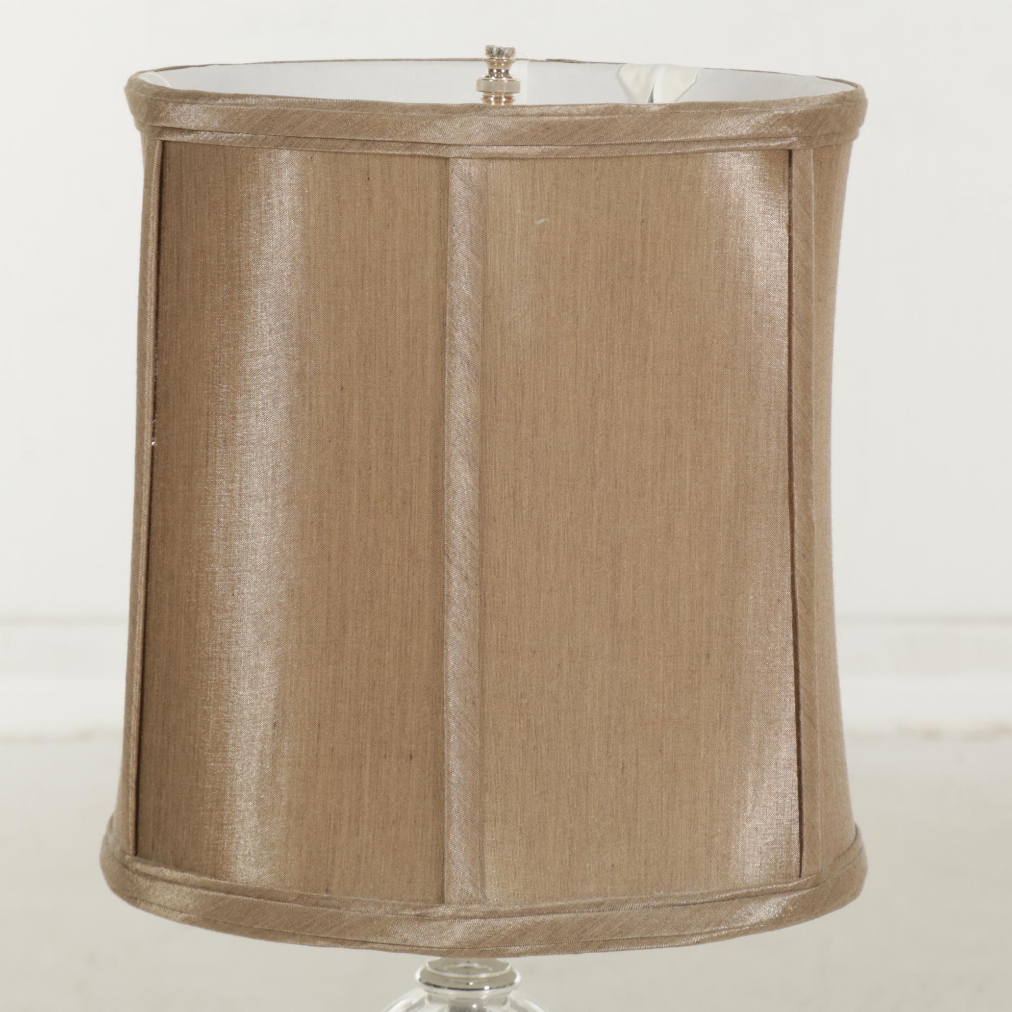 Pair of Silver Gilt Metal and Stacked Glass Sphere Table Lamps