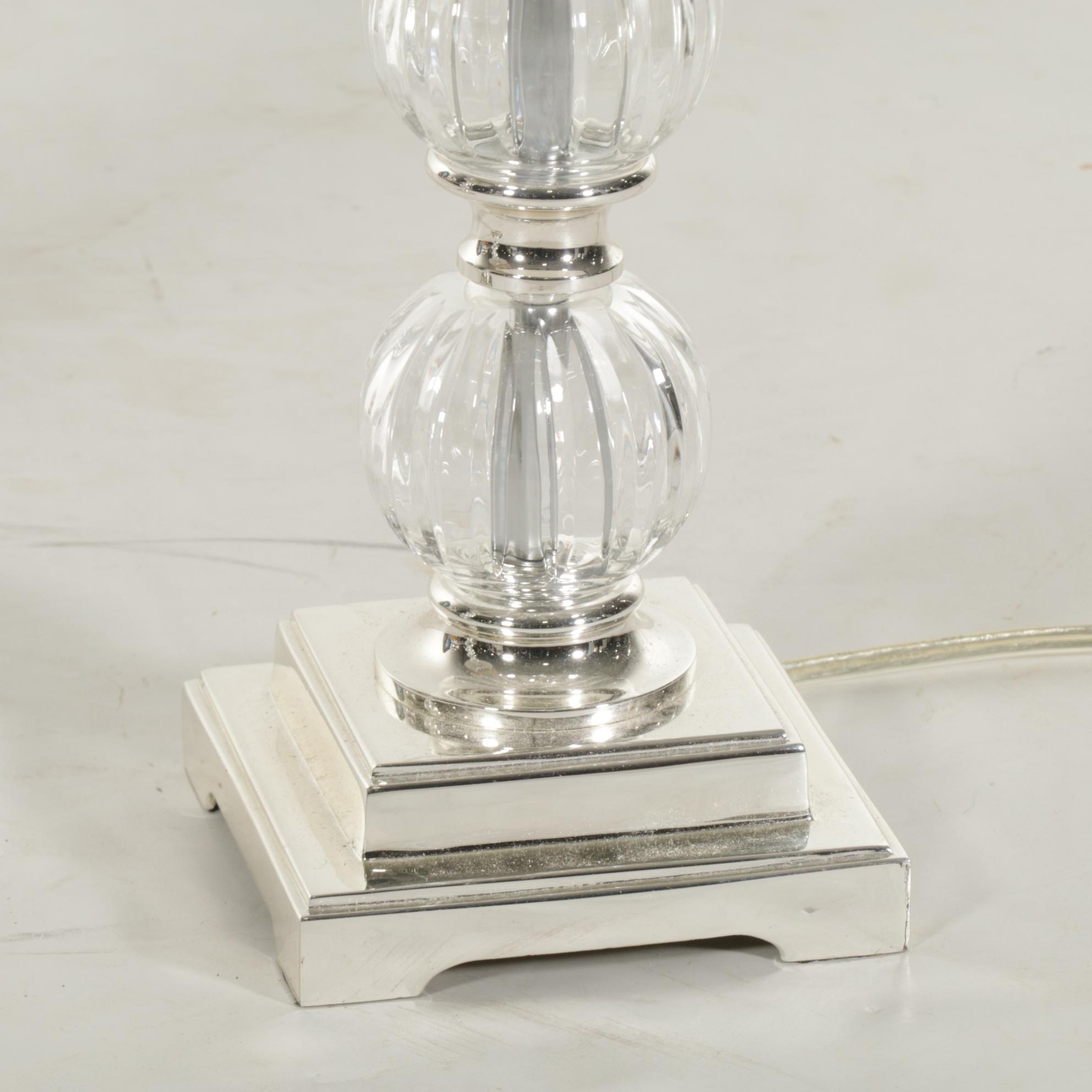 Pair of Silver Gilt Metal and Stacked Glass Sphere Table Lamps