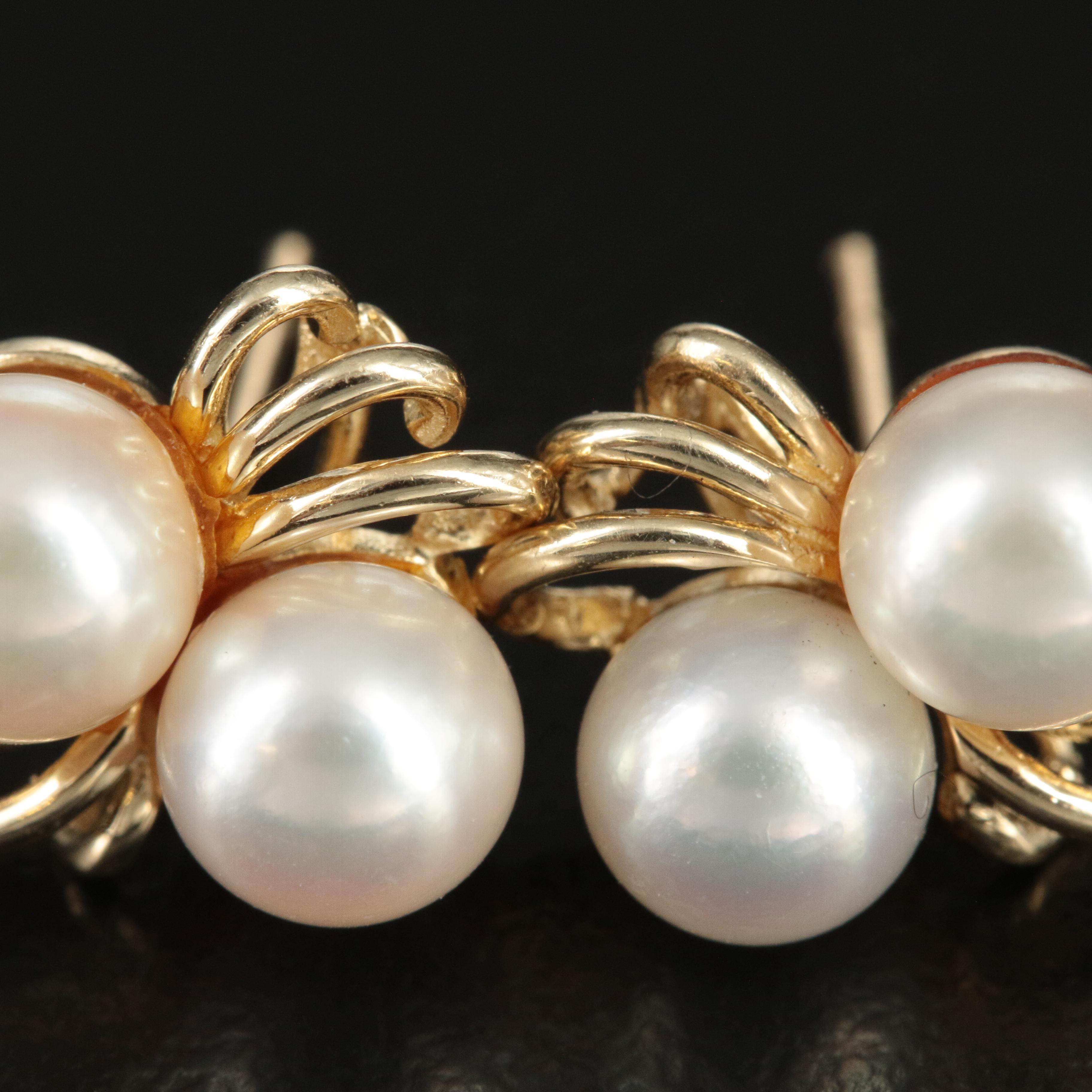 14K Pearl and Diamond Earrings