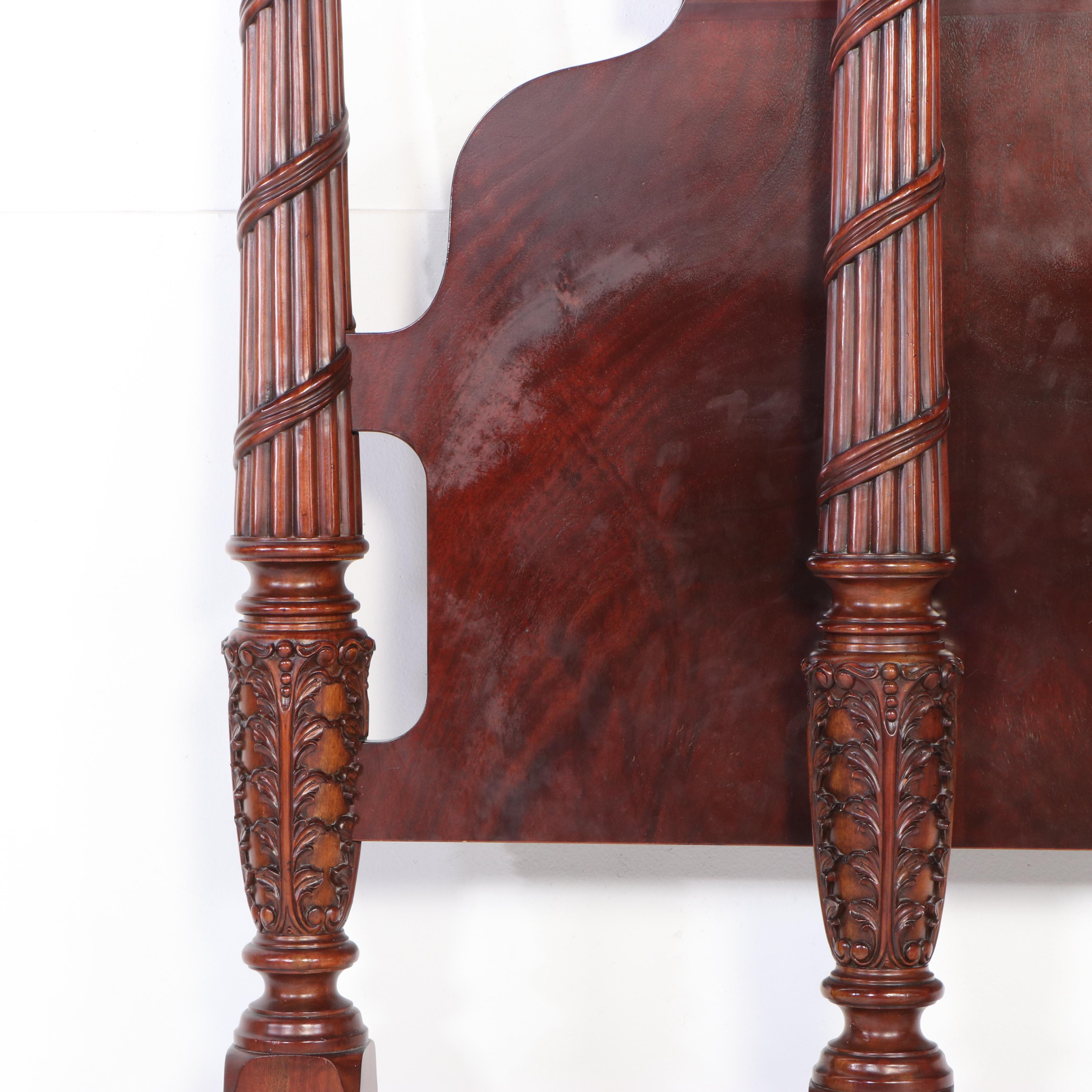 Ethan Allen "Laurel" Federal Style Mahogany King Size Four-Post Bed Frame