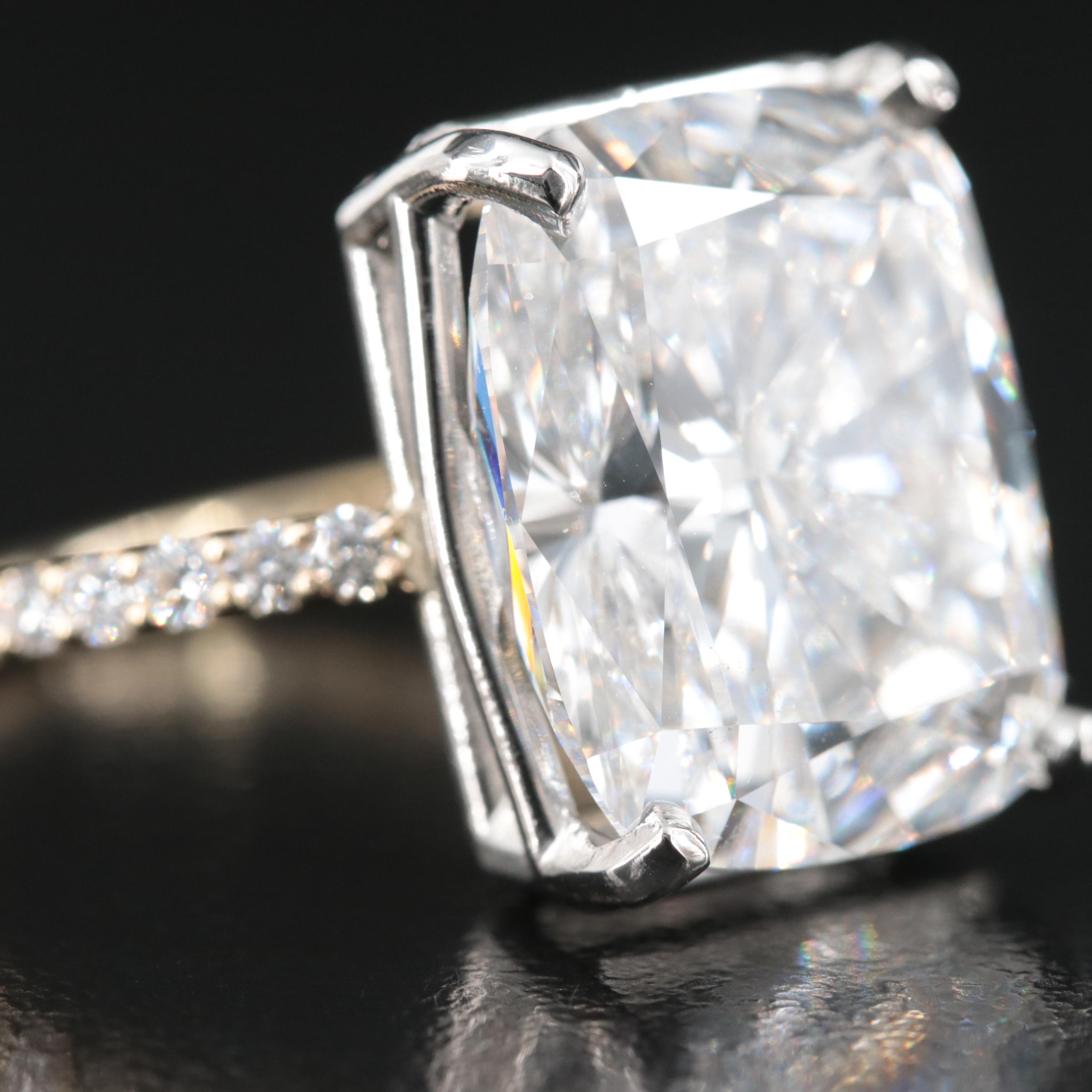 14K and Platinum 11.87 CTW Lab Grown Diamond Ring with IGI Report