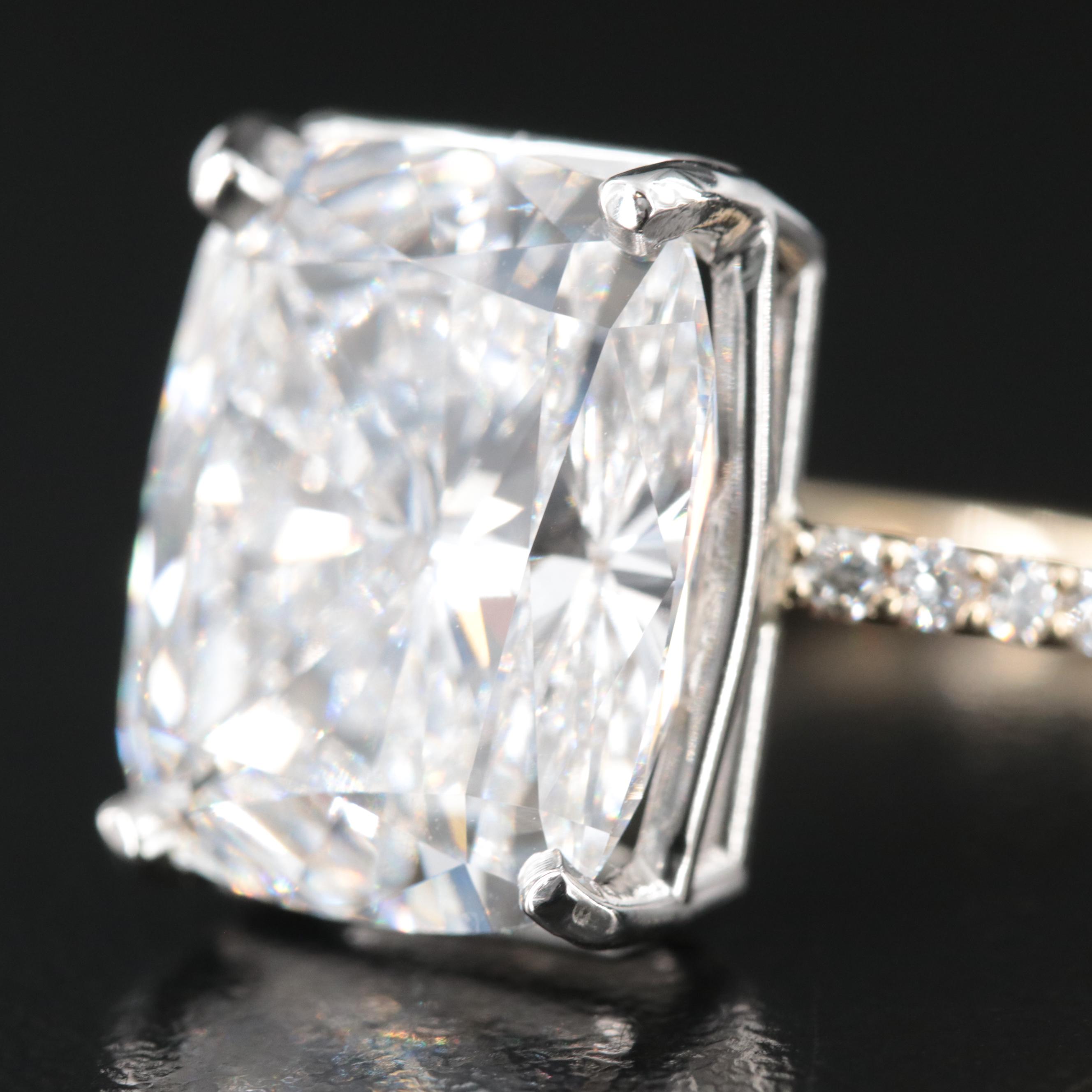 14K and Platinum 11.87 CTW Lab Grown Diamond Ring with IGI Report