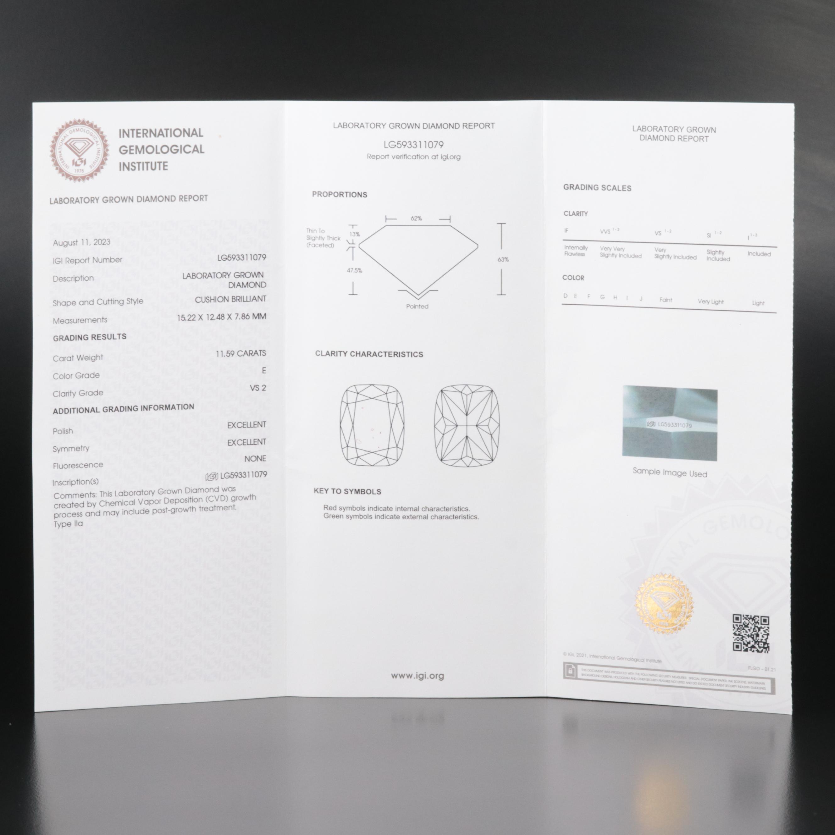 14K and Platinum 11.87 CTW Lab Grown Diamond Ring with IGI Report