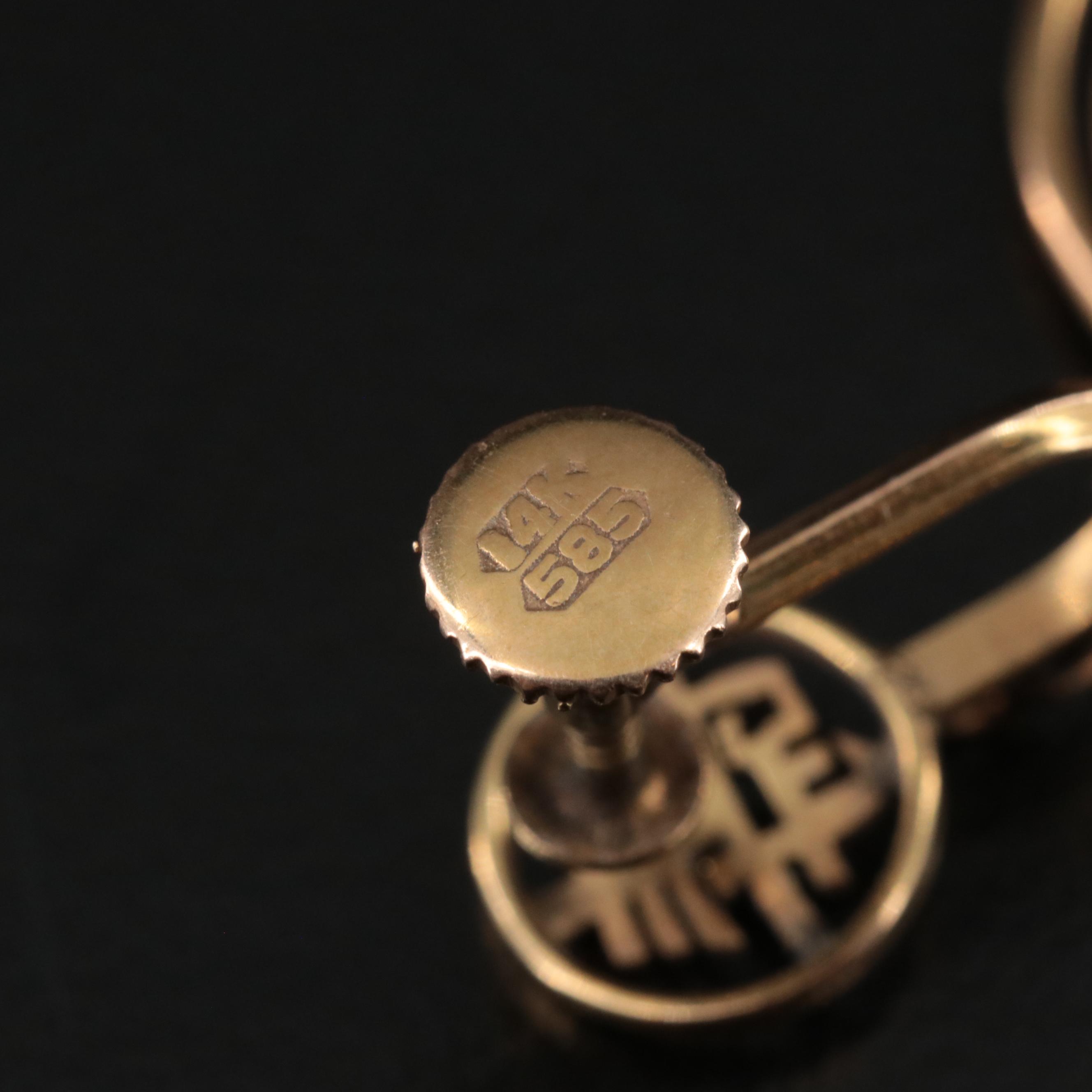 Chinese 14K "Longevity" and "Good Fortune" Dangle Earrings