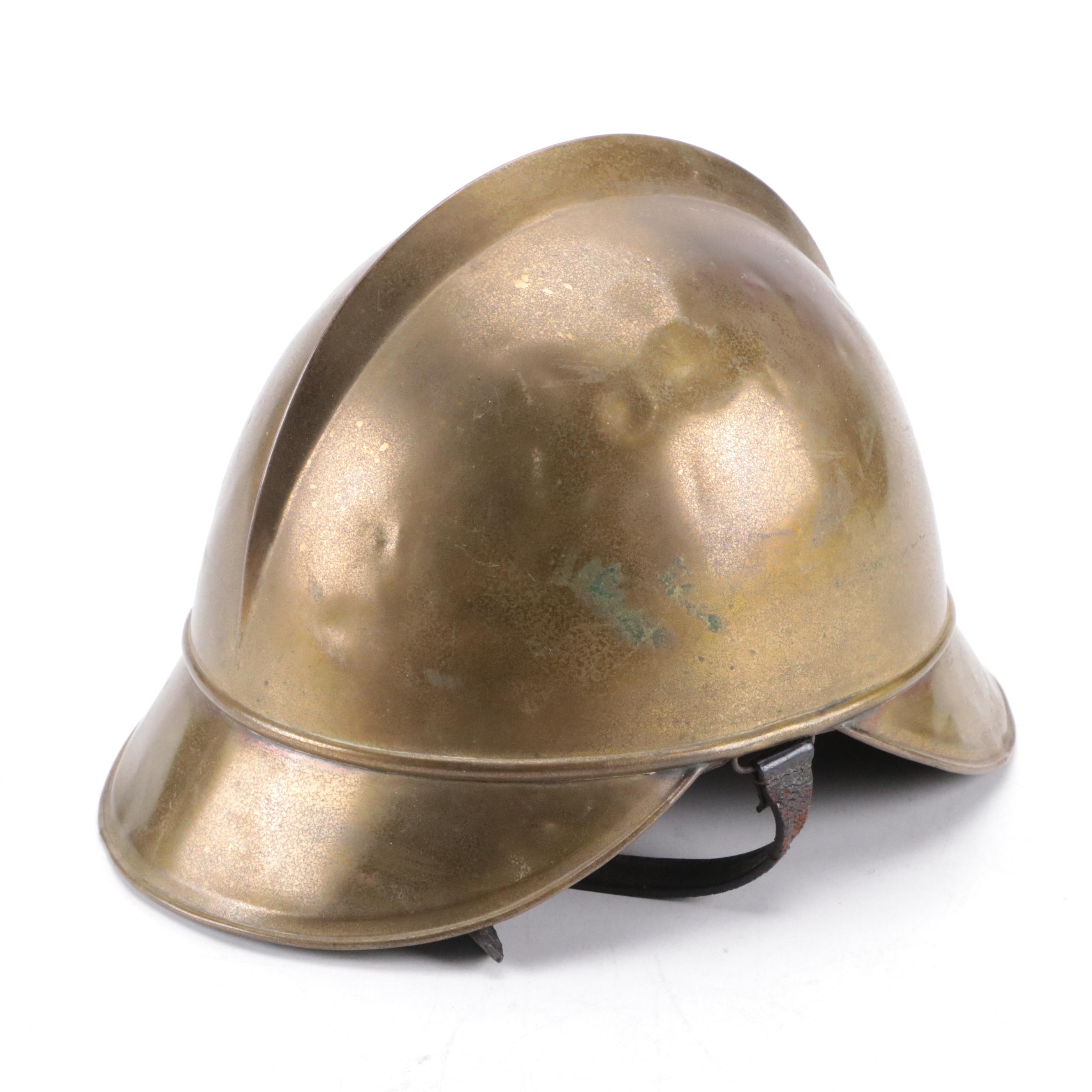 French Brass Fireman's Helmet, Early 20th Century