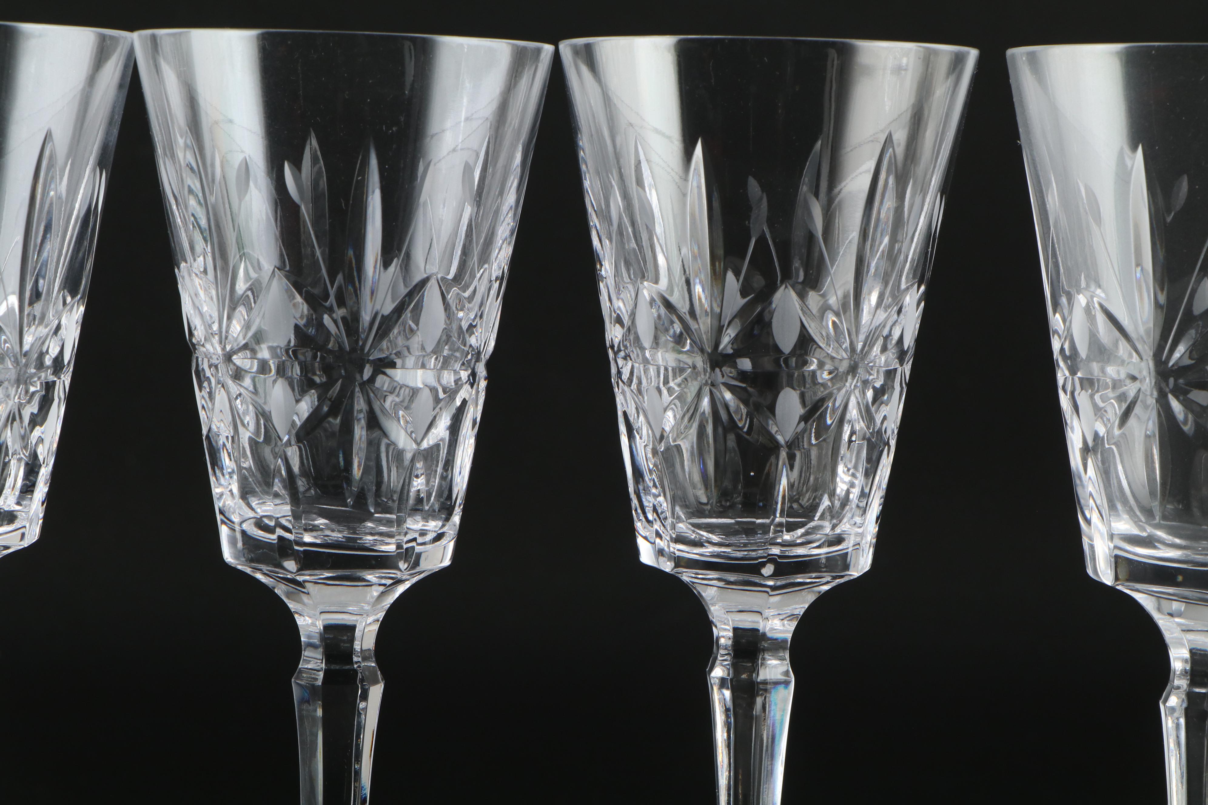 Star Pattern Cut Crystal Wine Glasses