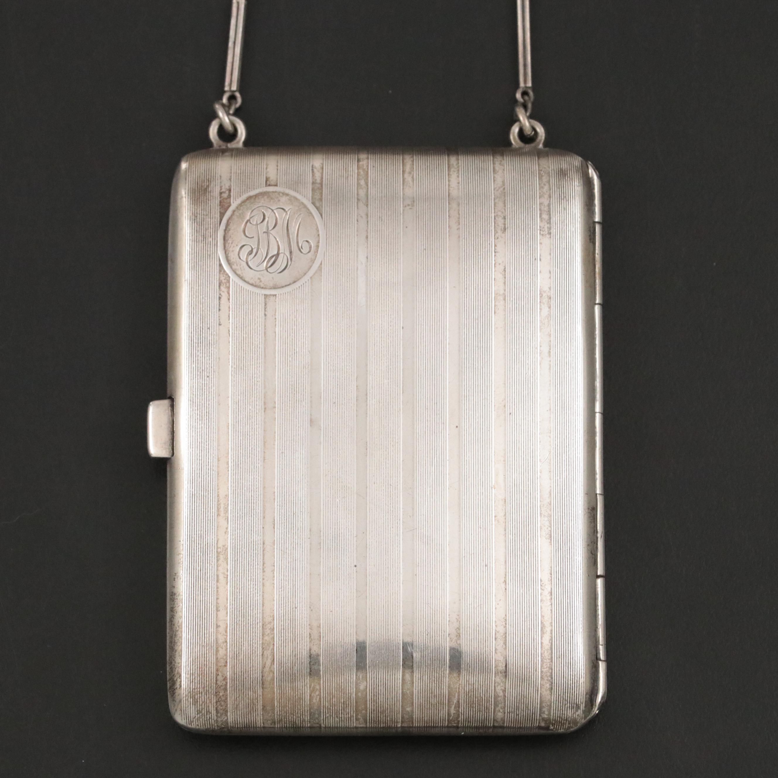 Monogrammed Sterling Silver Coin Purse Compact