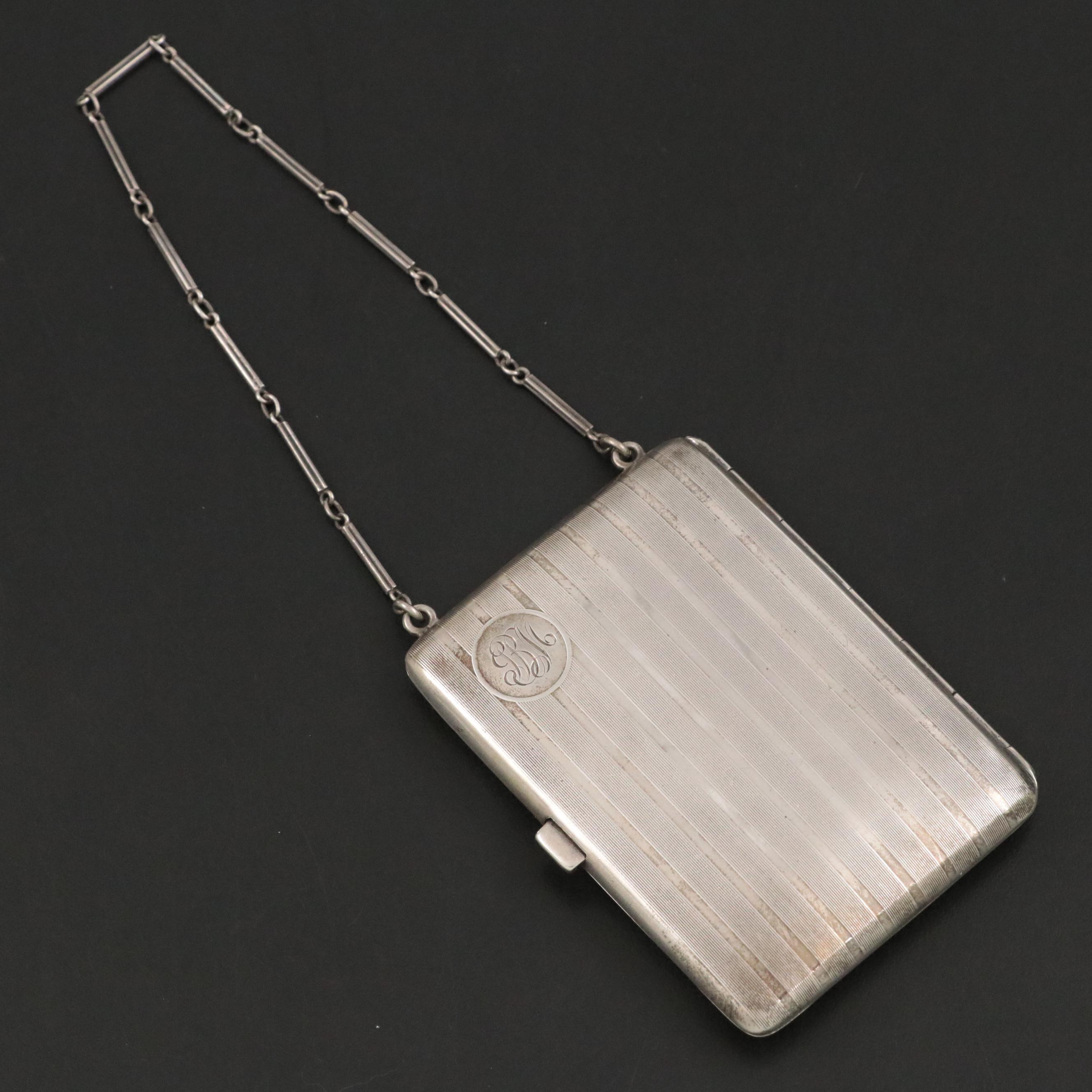 Monogrammed Sterling Silver Coin Purse Compact