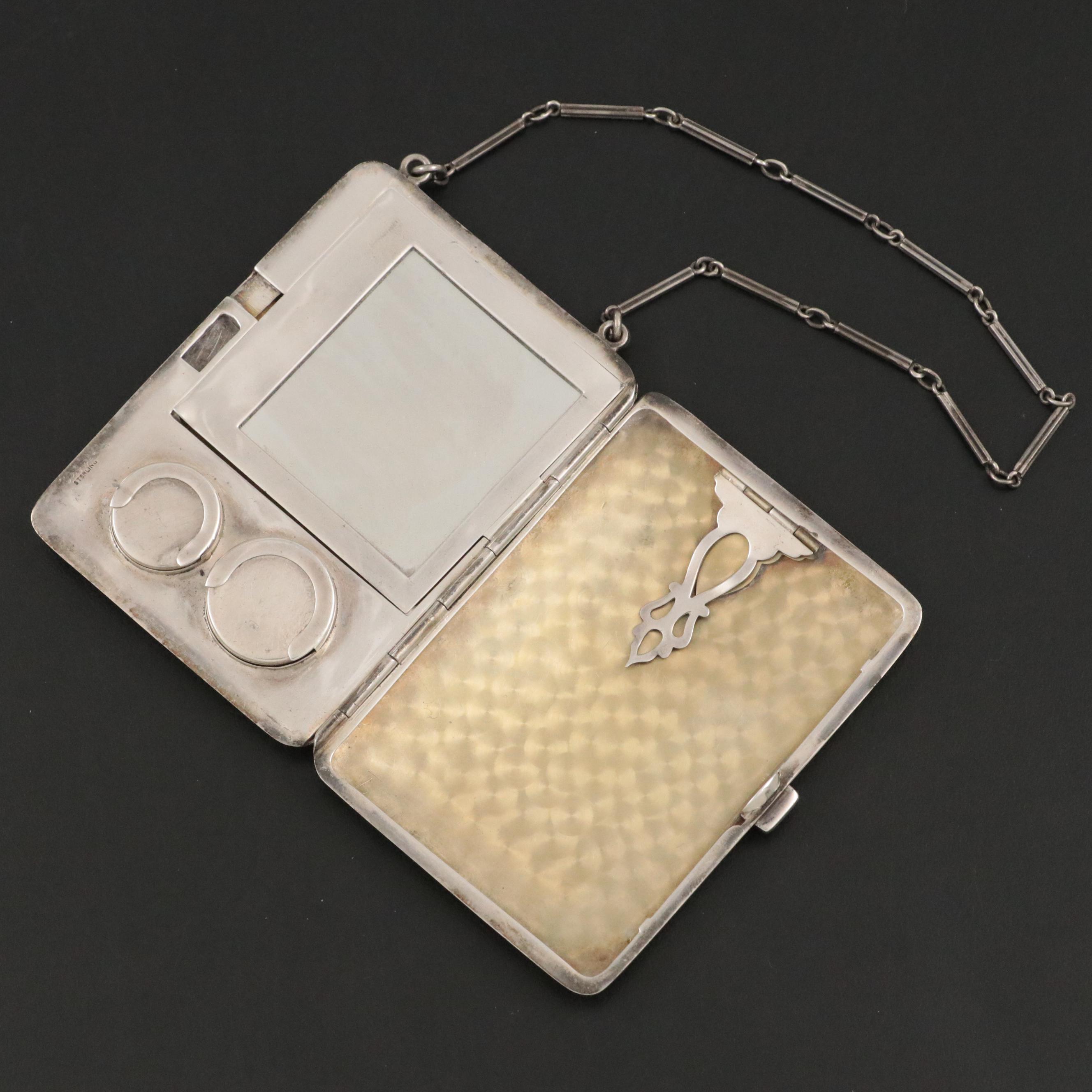 Monogrammed Sterling Silver Coin Purse Compact