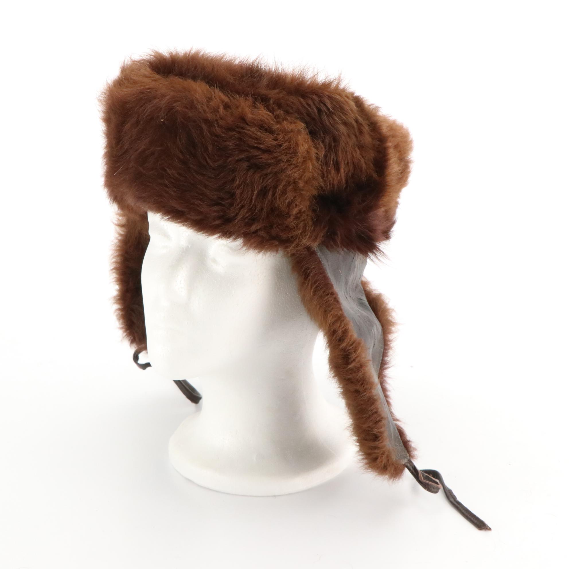 Mink Fur Full Pelt Stole, Mink Fur Collar, and Faux Fur Ushanka Style Hat