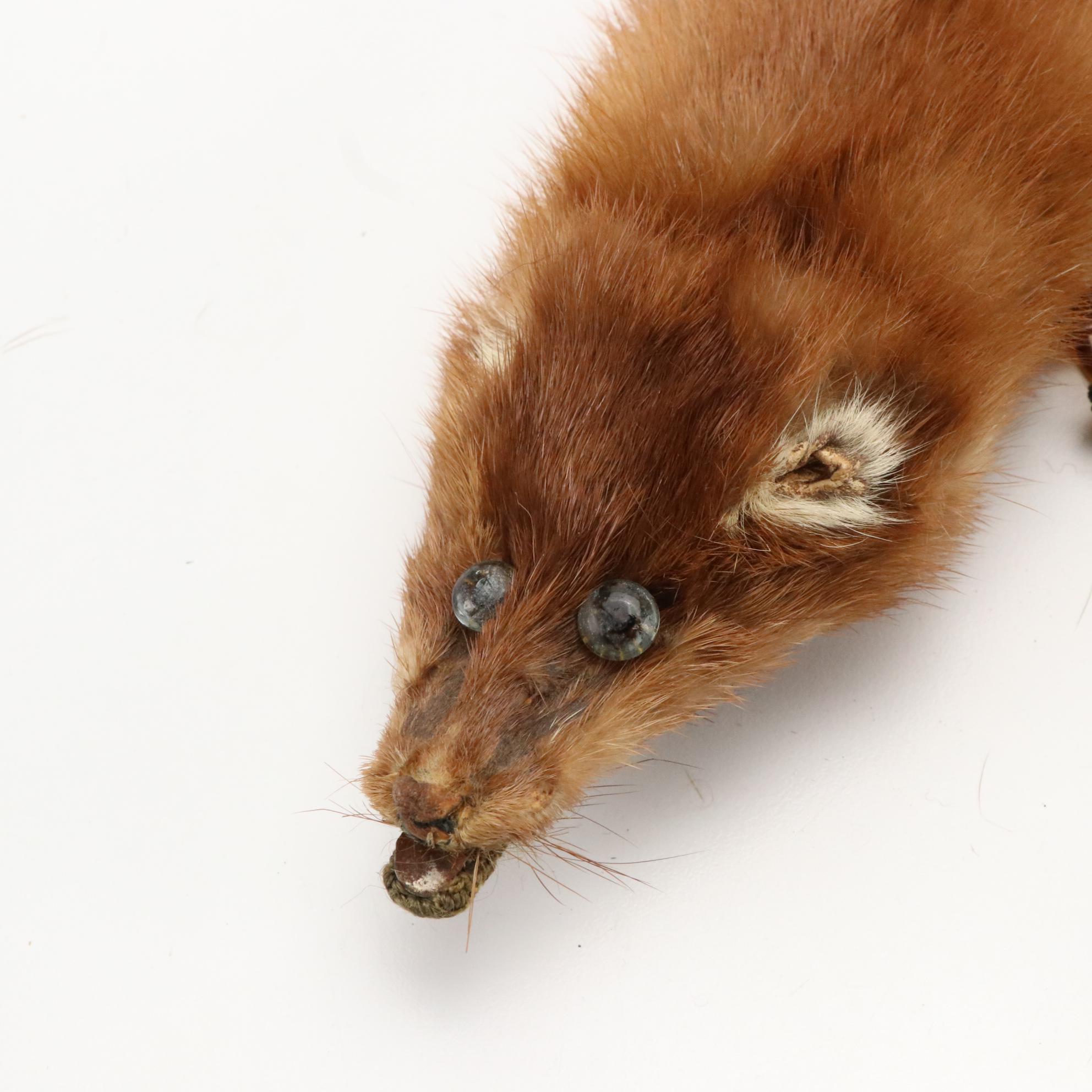 Mink Fur Full Pelt Stole, Mink Fur Collar, and Faux Fur Ushanka Style Hat