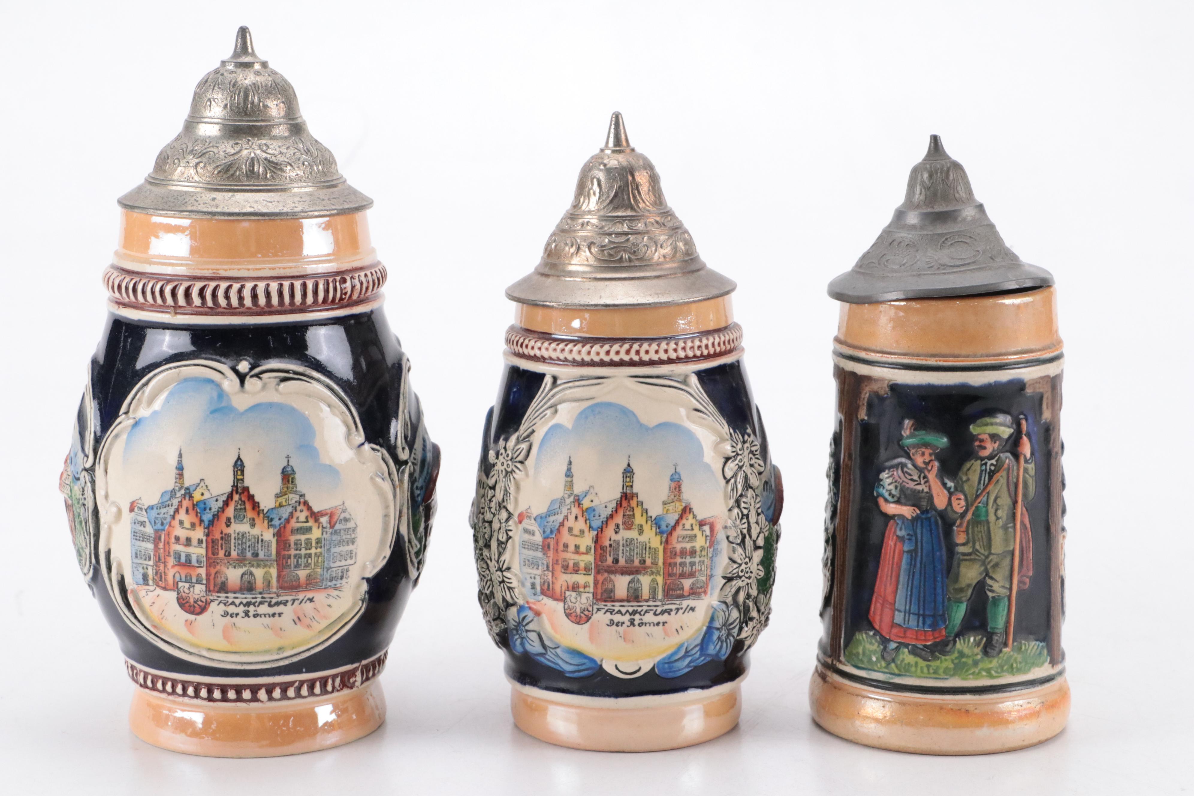 German Souvenir and Other Ceramic Beer Steins