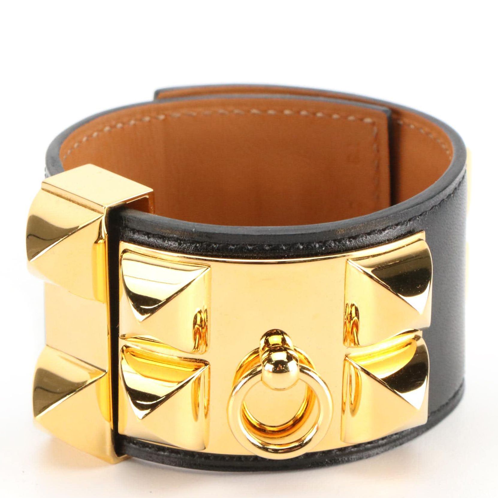Hermès Collier de Chien Bracelet in Black Leather with Box