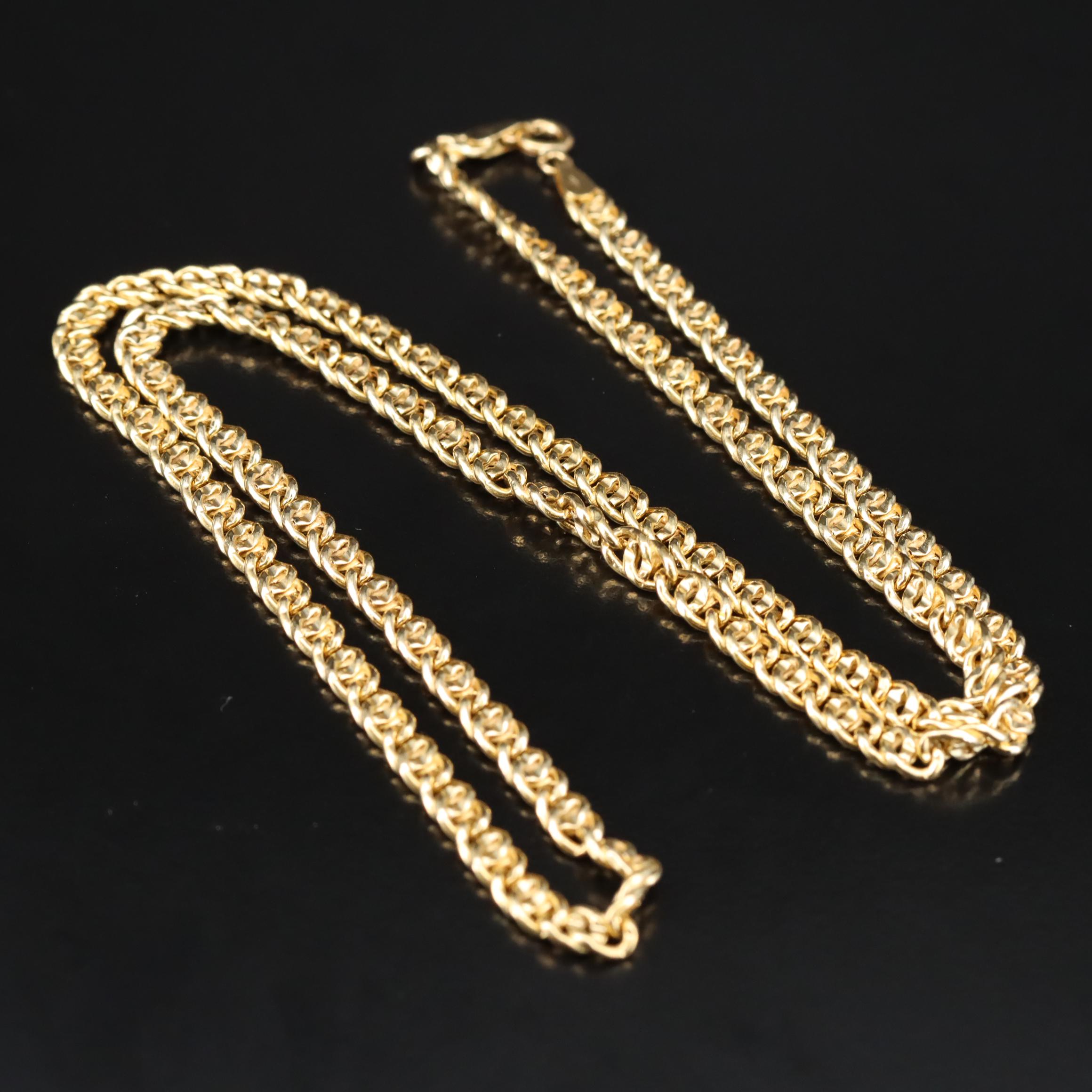 18K Double Curb Link Necklace