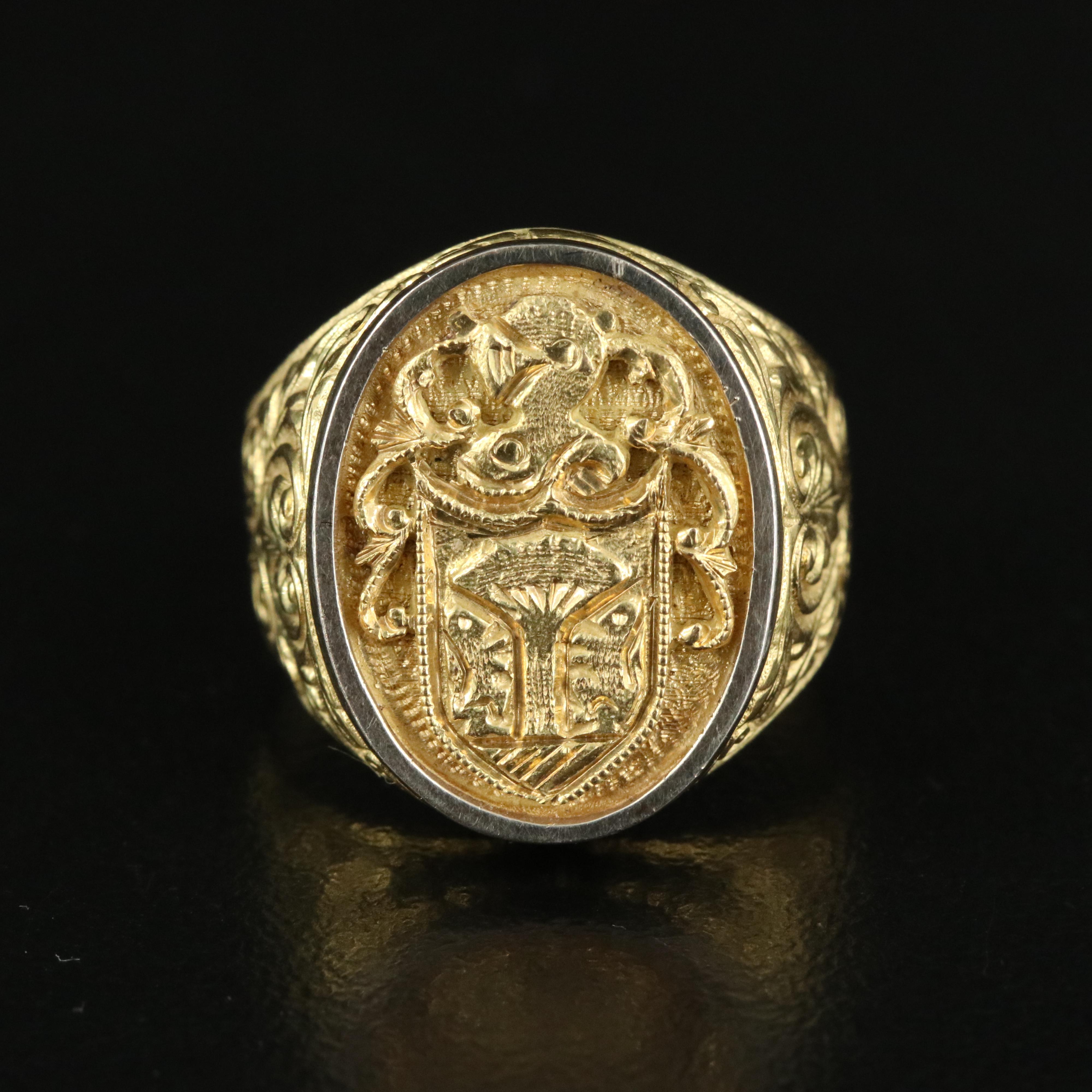 18K Coat of Arms Signet Ring