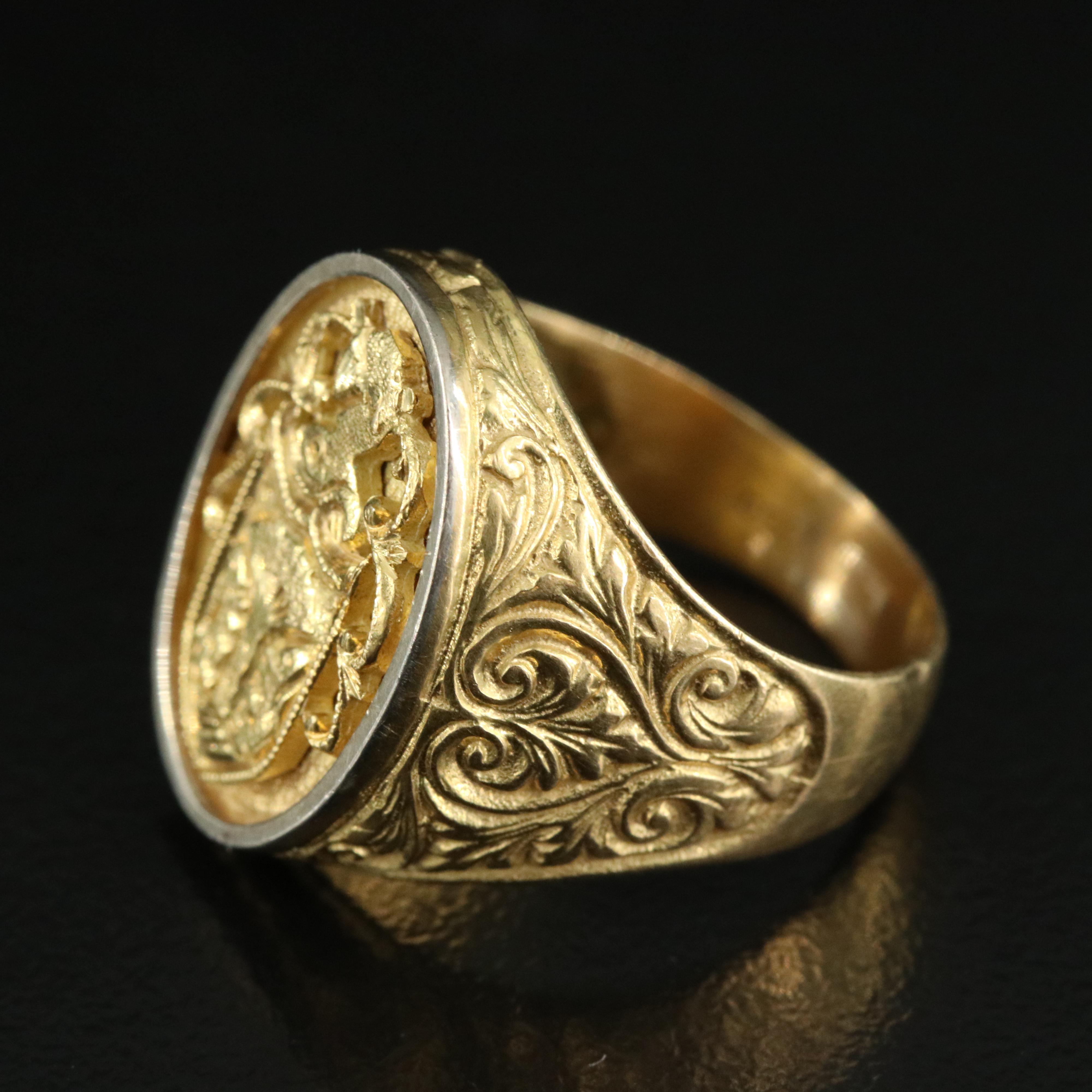 18K Coat of Arms Signet Ring