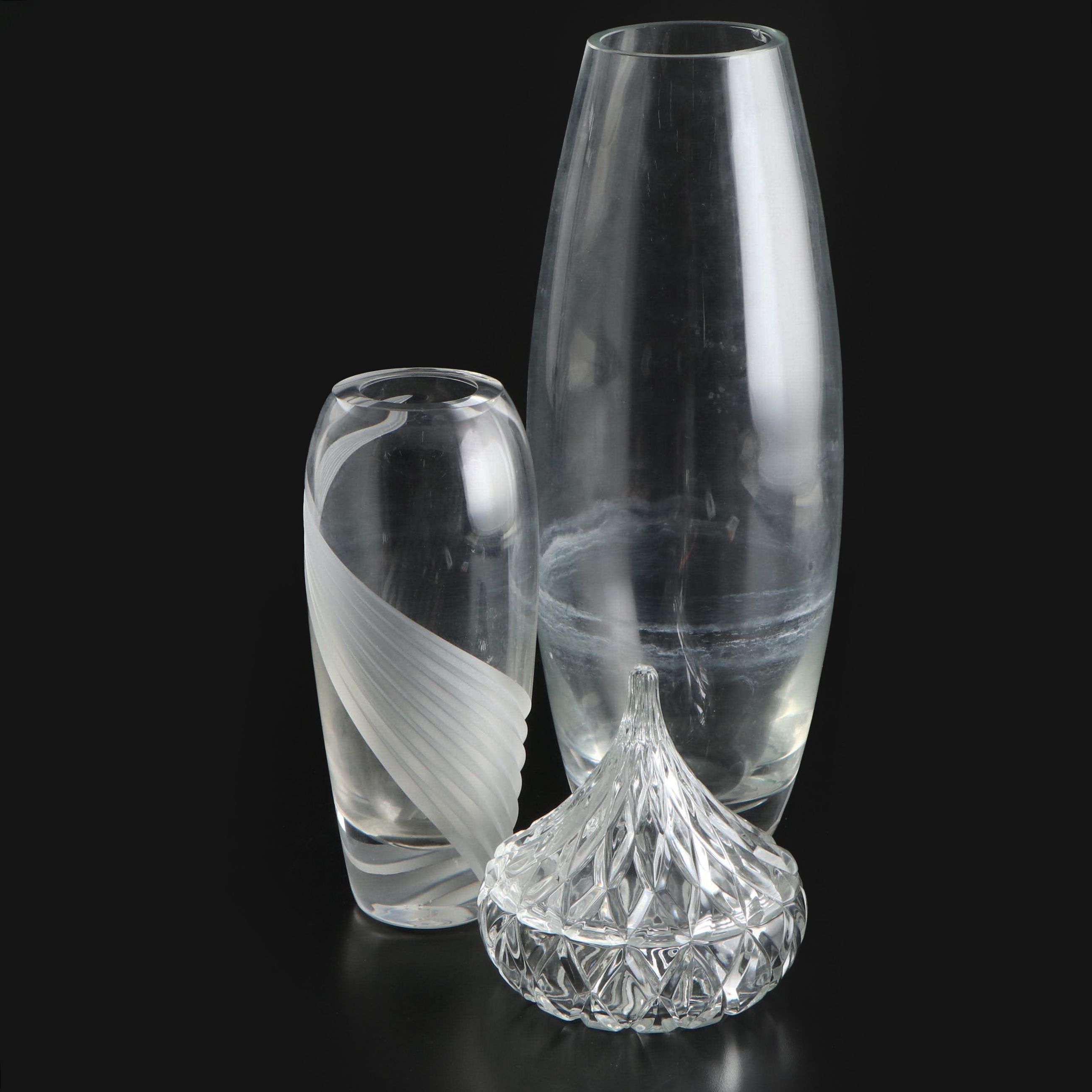Lenox "Windswept" Crystal Vase with Block "Hershey's Kiss" Candy Box