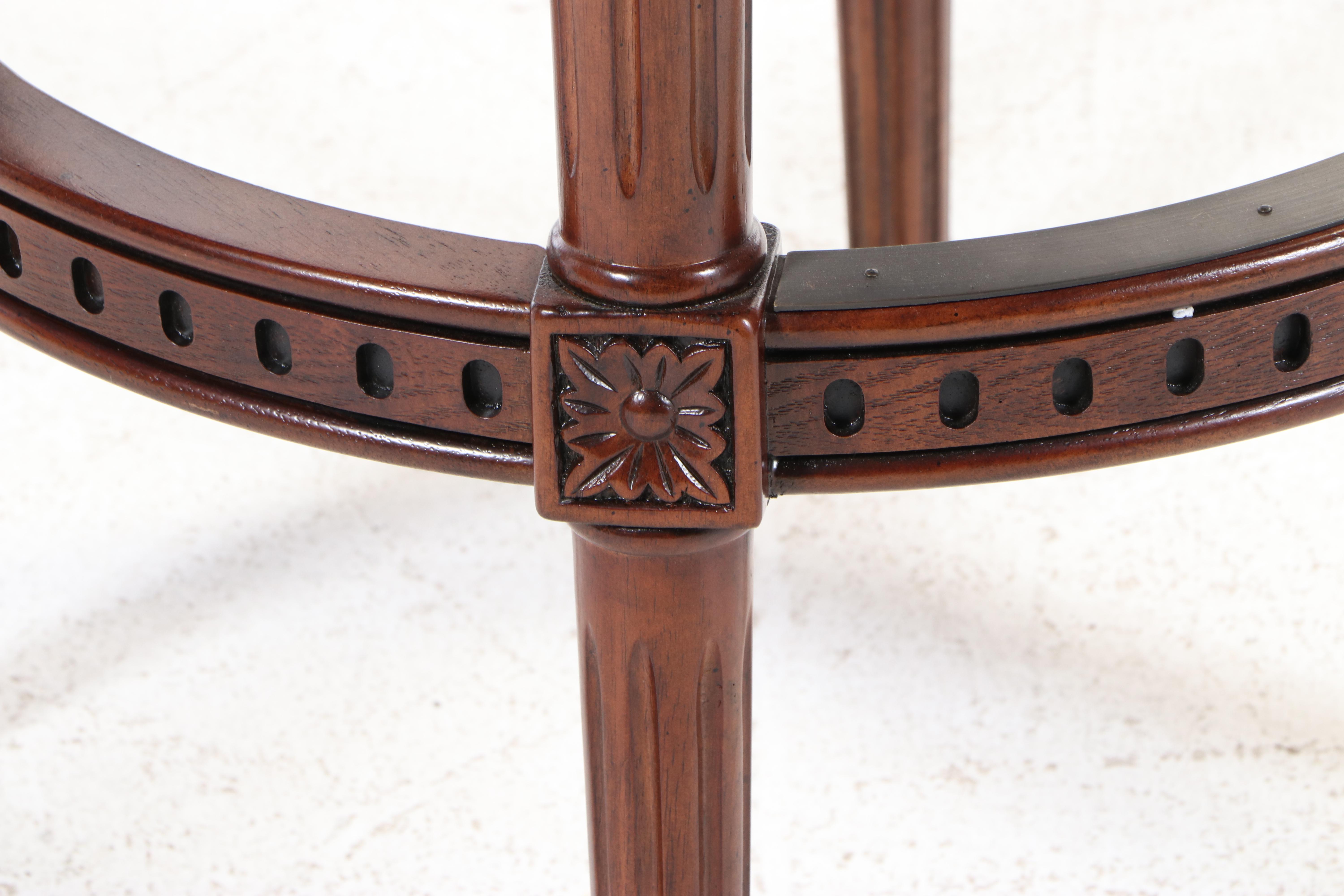 Pair of Frontgate Hardwood and Faux Leather Stools