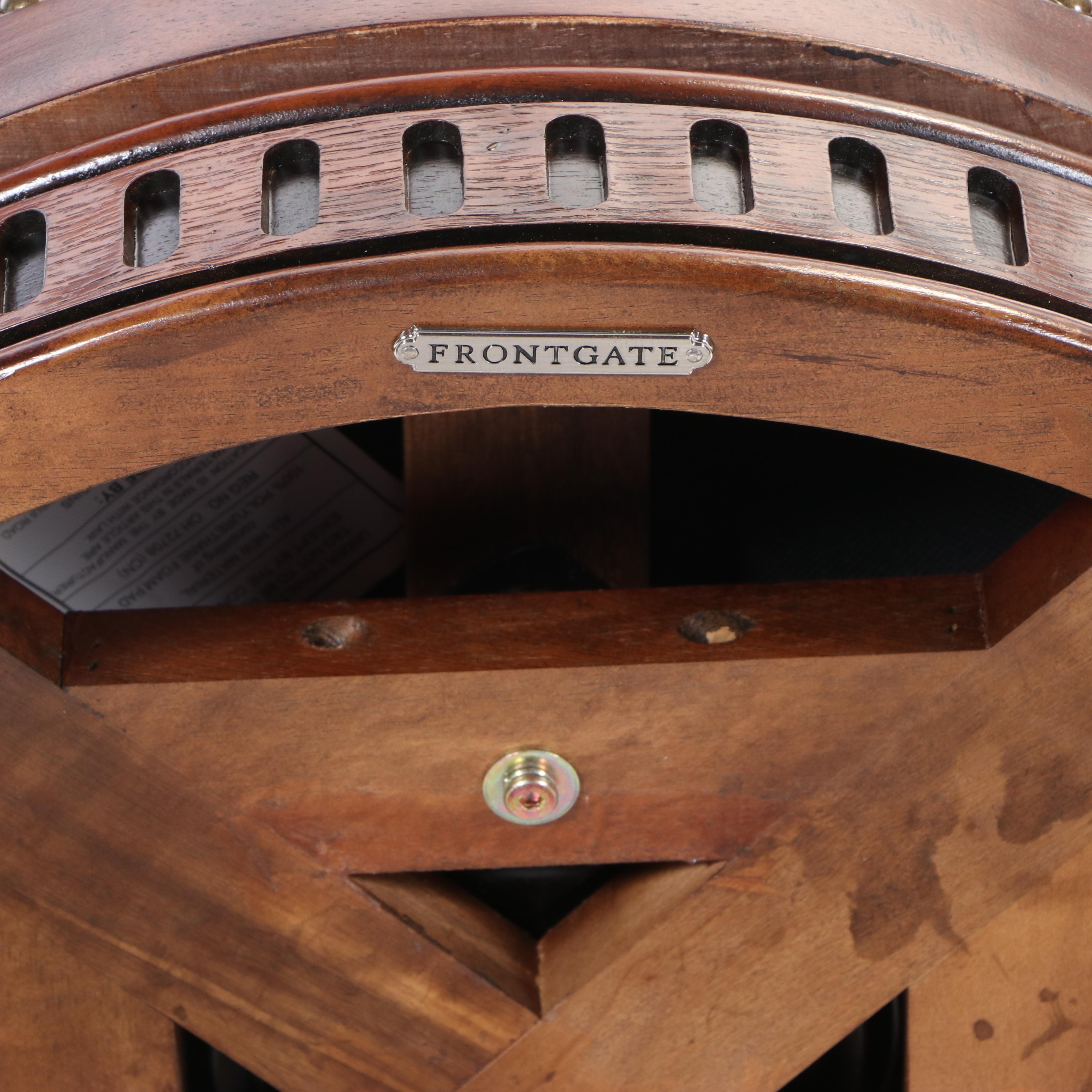 Pair of Frontgate Hardwood and Faux Leather Stools