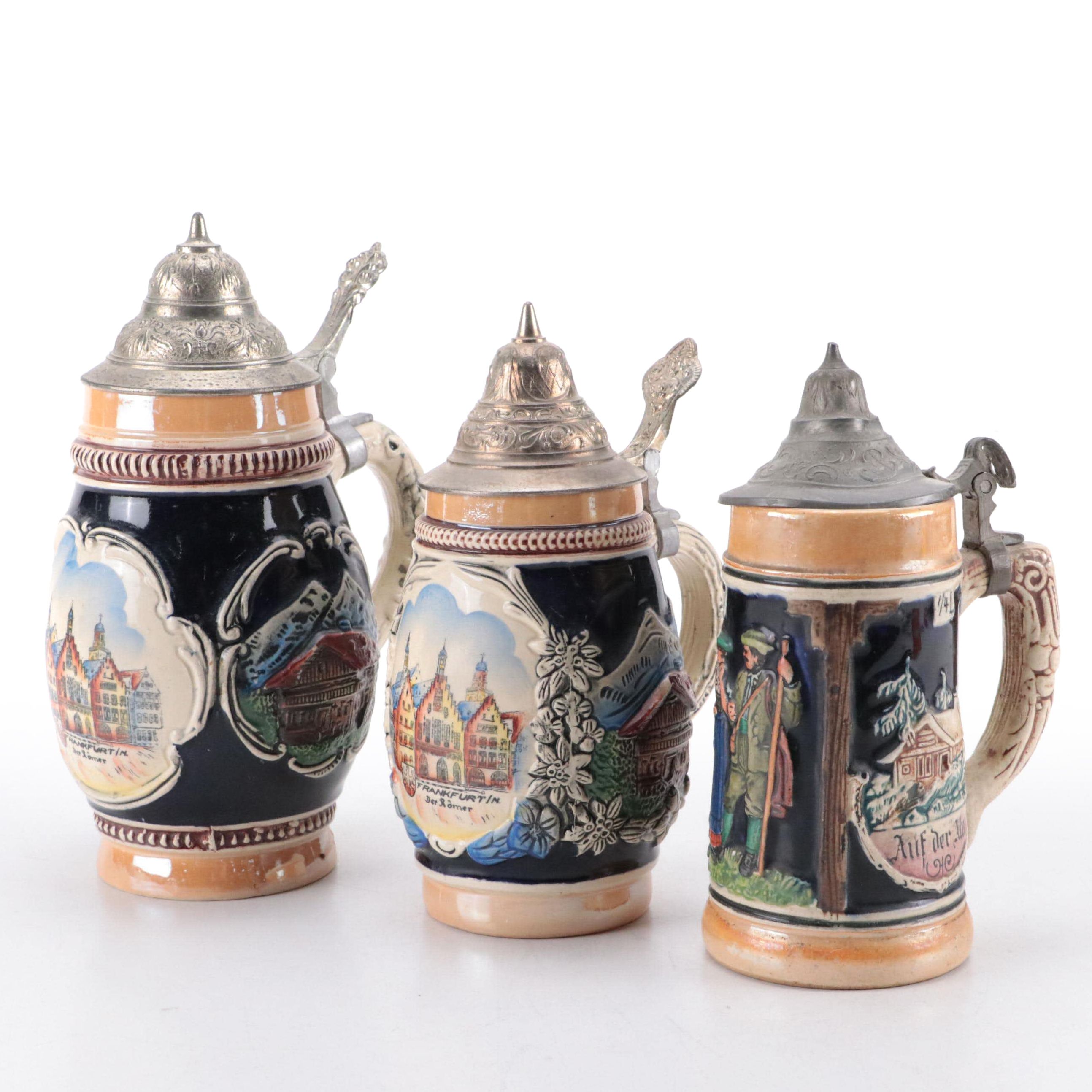 German Souvenir and Other Ceramic Beer Steins