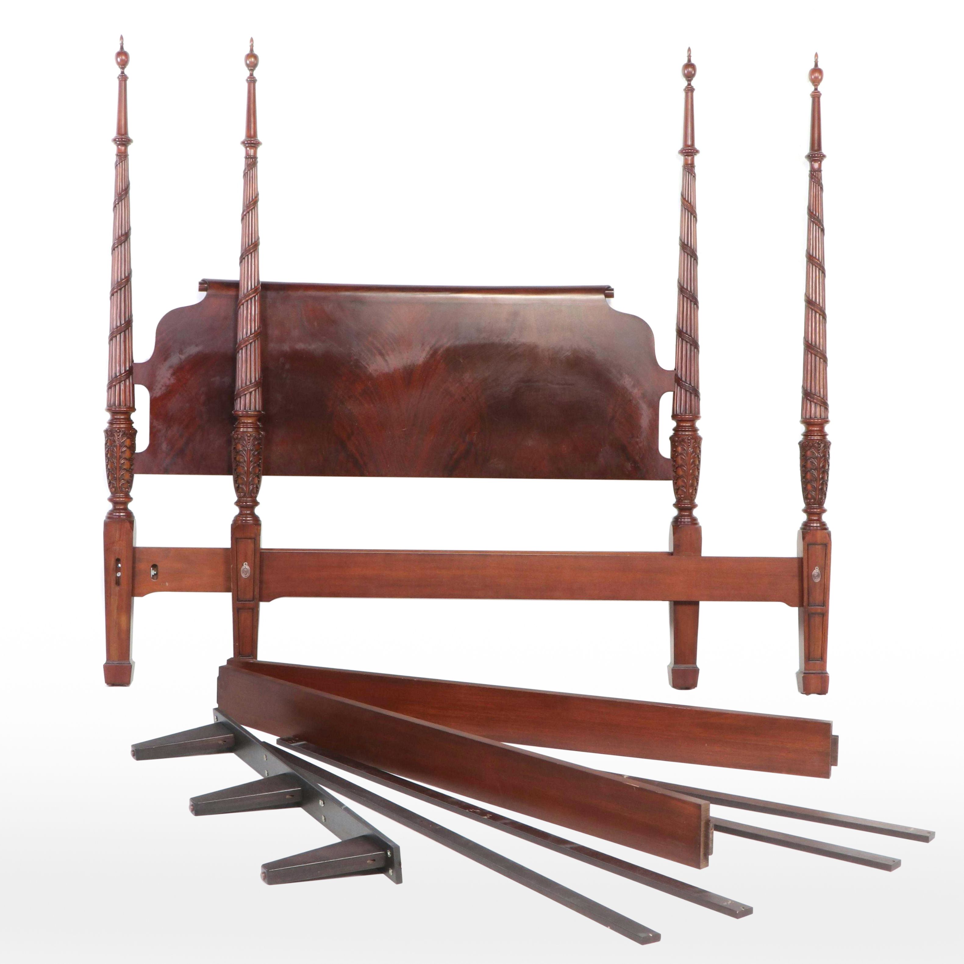 Ethan Allen "Laurel" Federal Style Mahogany King Size Four-Post Bed Frame