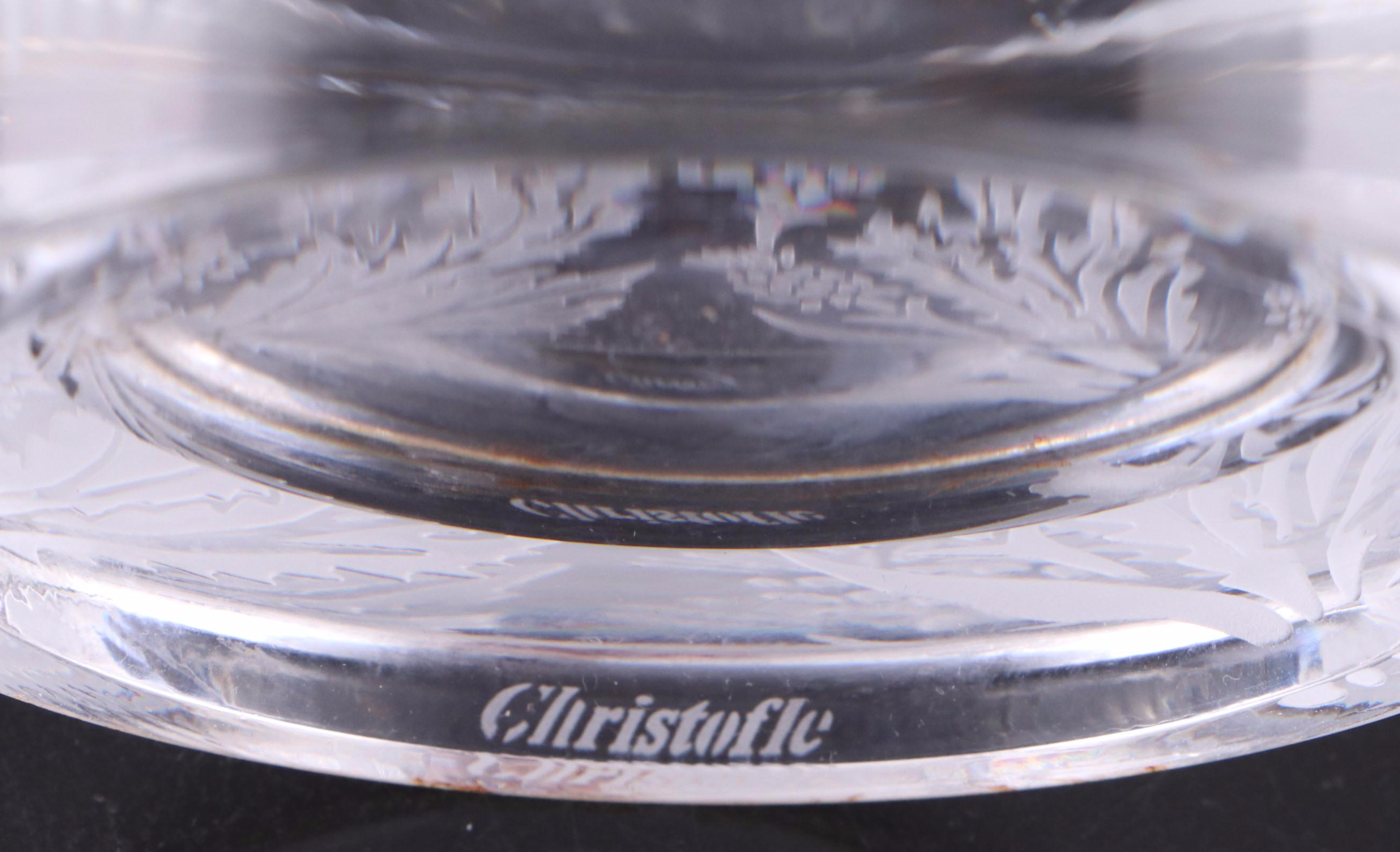 Christofle Crystal Vase with Other Etched Glass Bowls and Flower