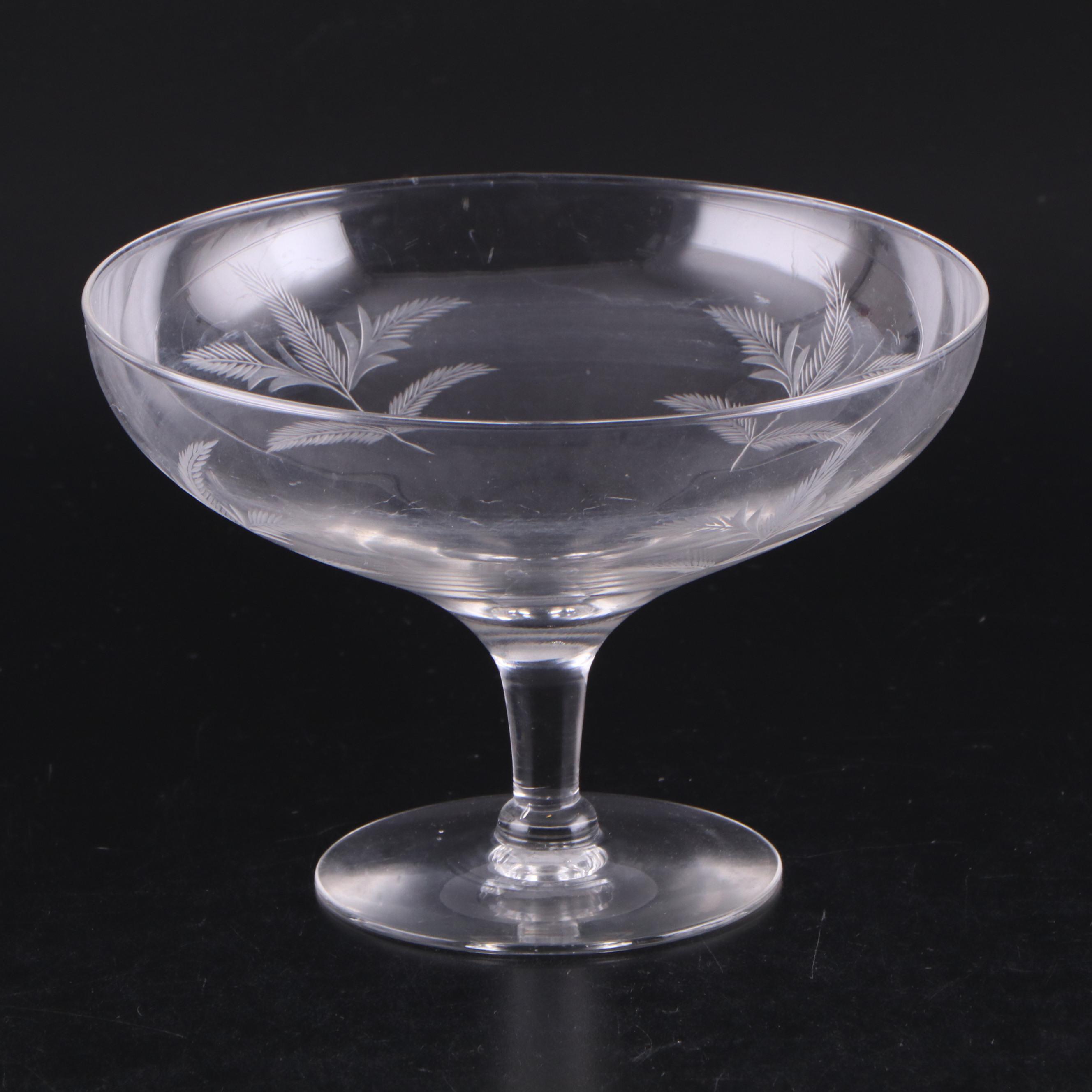 Christofle Crystal Vase with Other Etched Glass Bowls and Flower