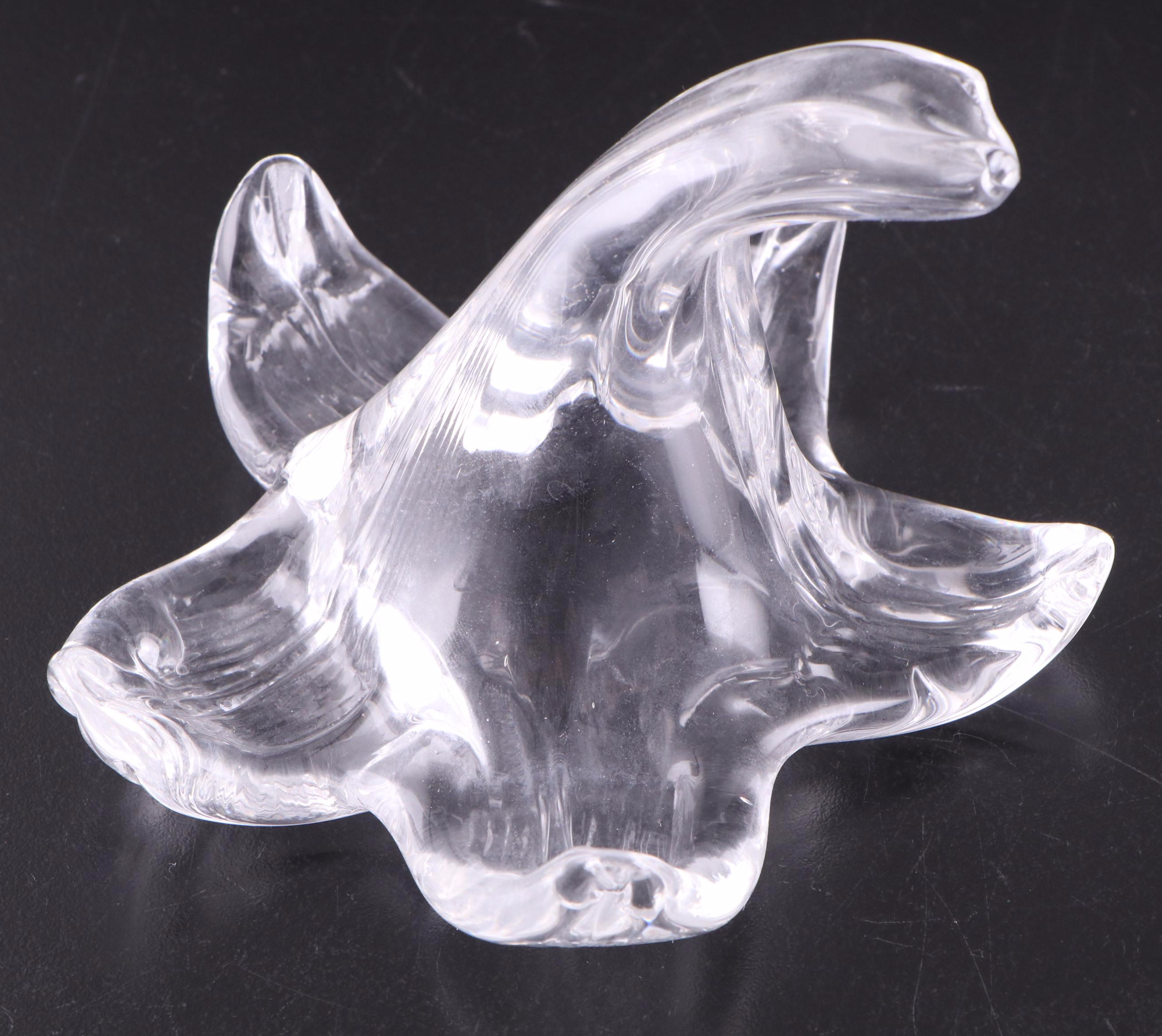 Christofle Crystal Vase with Other Etched Glass Bowls and Flower