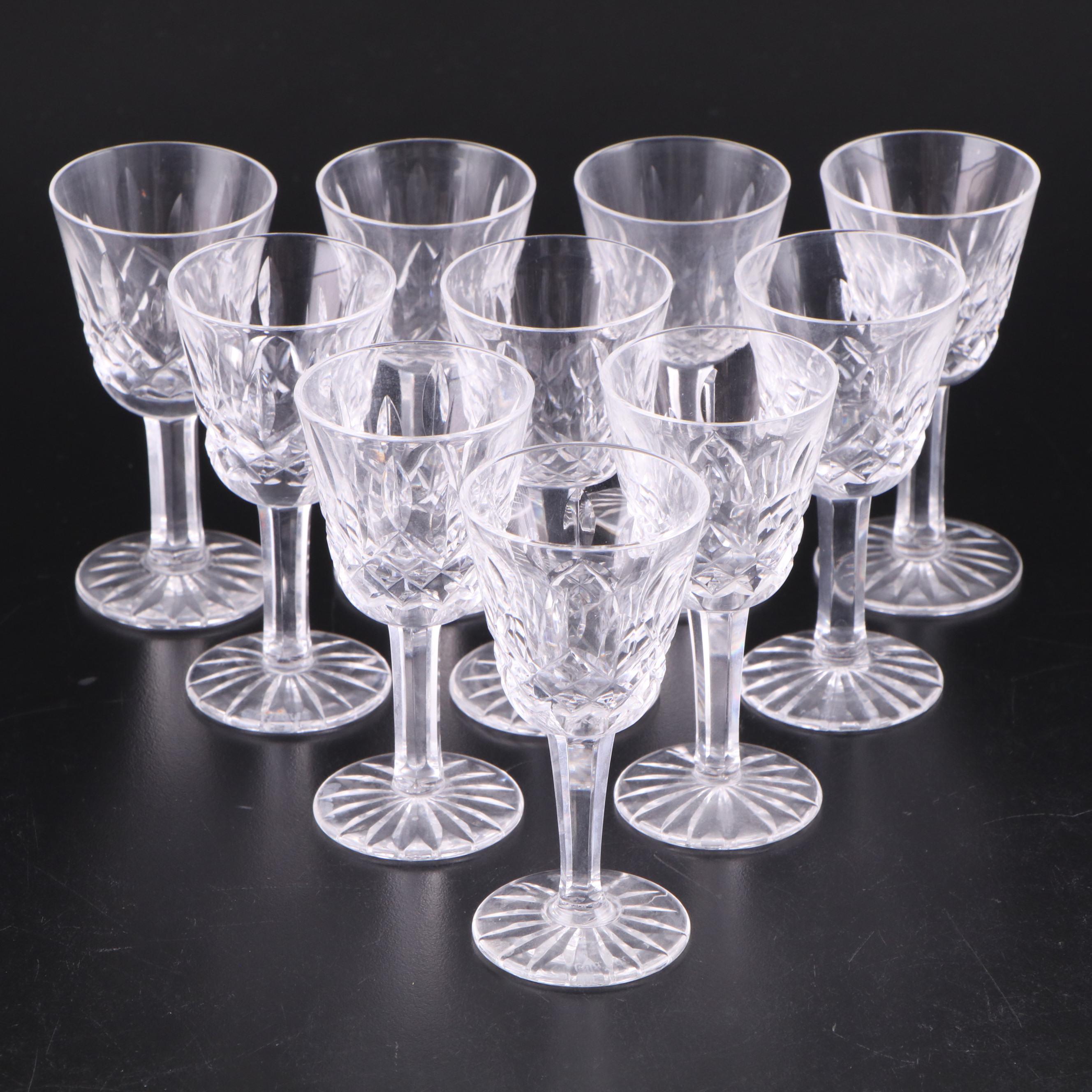 Waterford "Alana" Crystal Decanter and "Lismore" Crystal Cordial Glasses