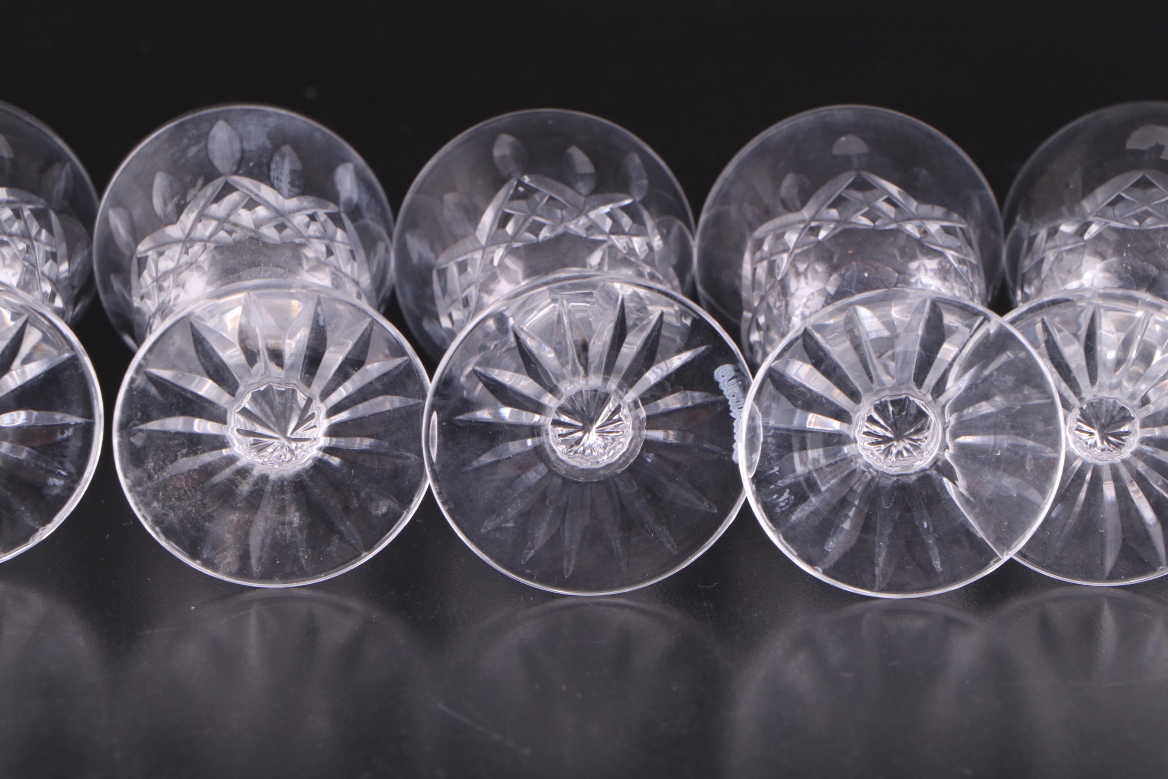 Waterford "Alana" Crystal Decanter and "Lismore" Crystal Cordial Glasses