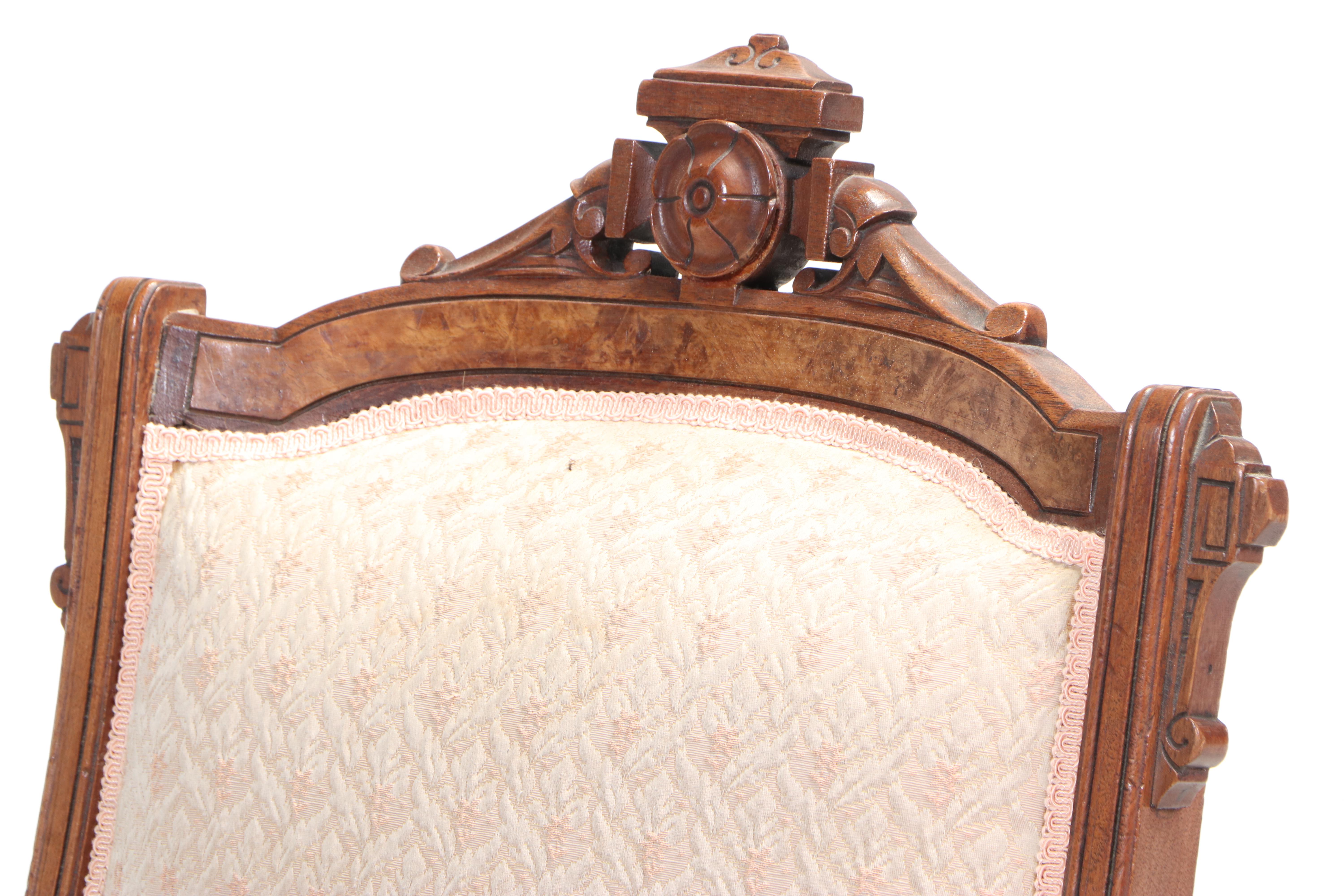 Victorian Walnut and Burl Walnut Platform Rocker, Late 19th Century