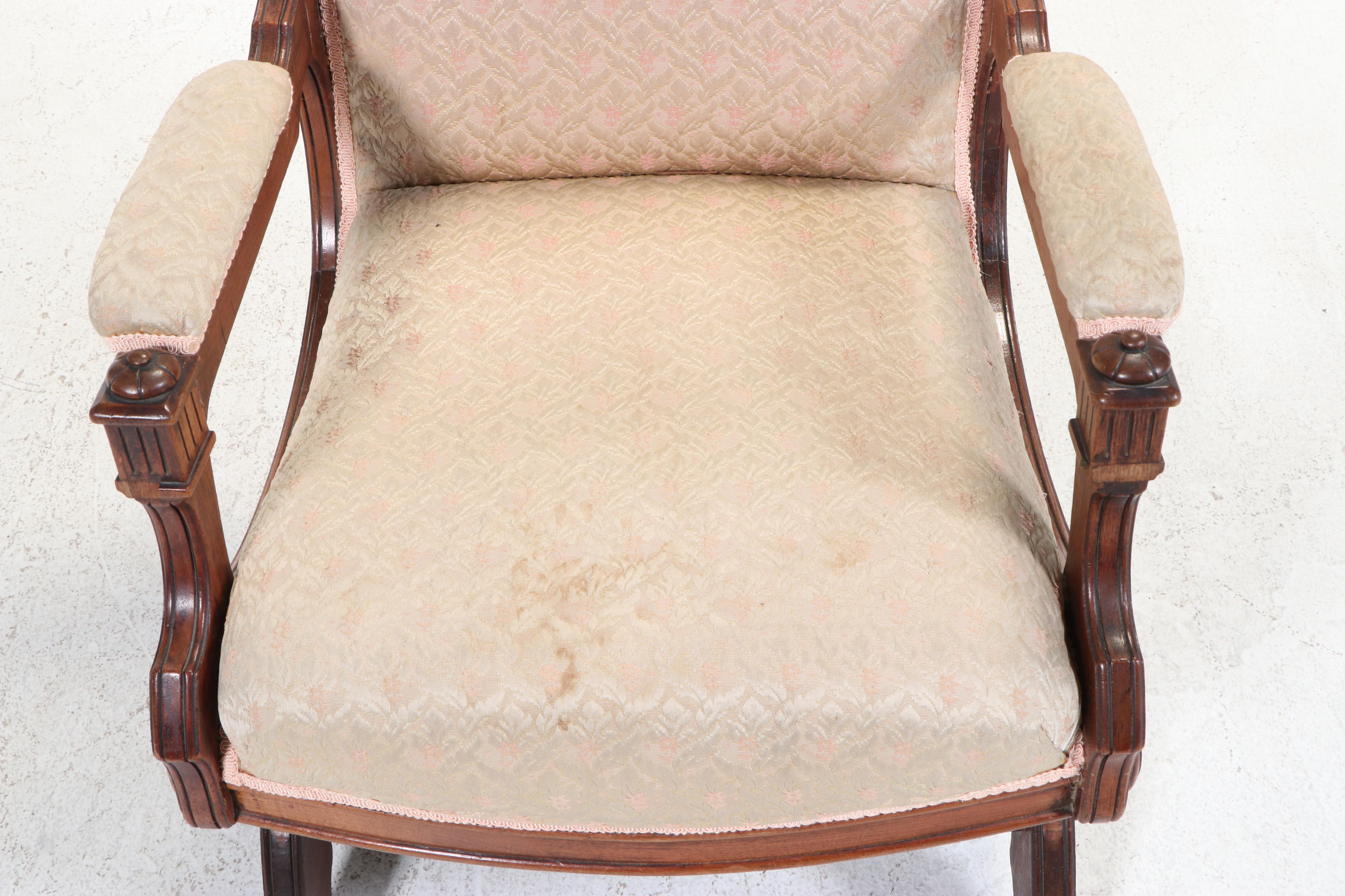 Victorian Walnut and Burl Walnut Platform Rocker, Late 19th Century