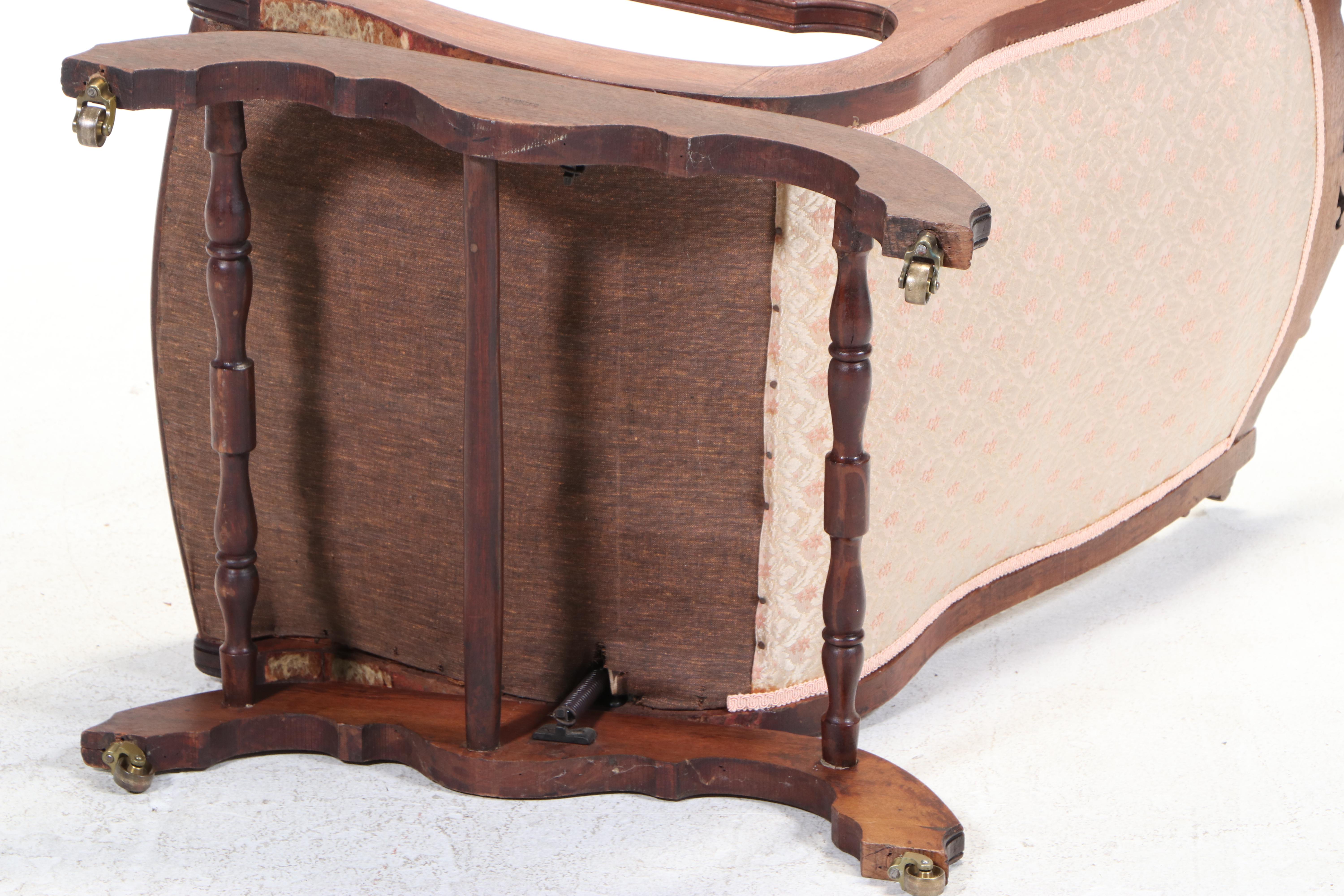 Victorian Walnut and Burl Walnut Platform Rocker, Late 19th Century